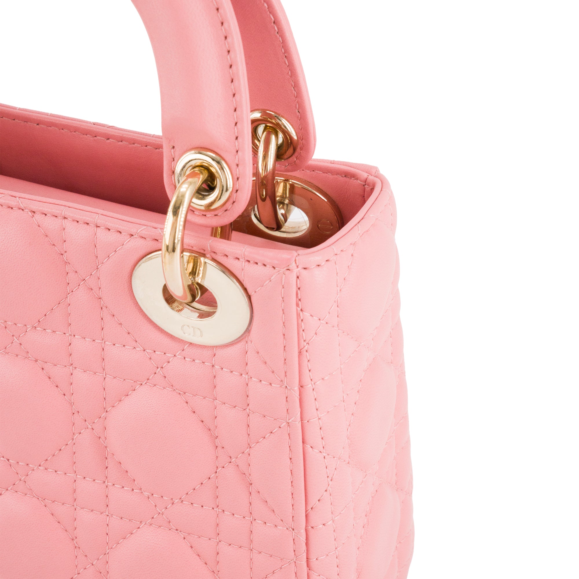 DIOR - Sac à bandoulière Lady Dior mini Dior en cuir cannage rose