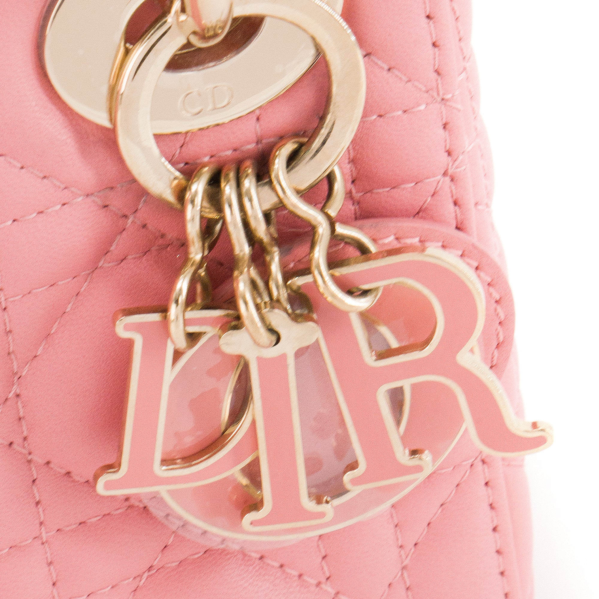 DIOR - Sac à bandoulière Lady Dior mini Dior en cuir cannage rose