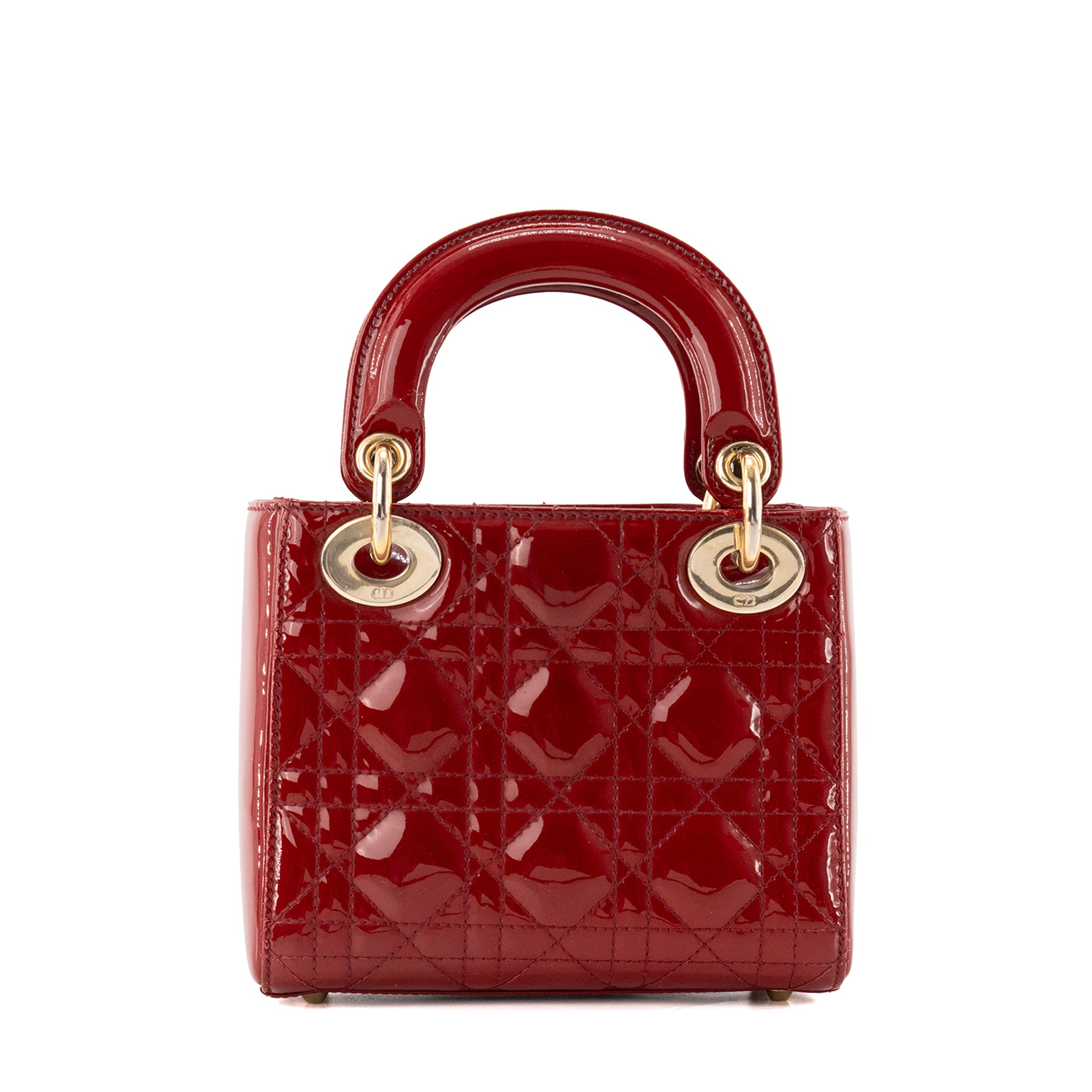 DIOR - Sac à bandoulière Lady Dior mini Dior en cuir verni rouge