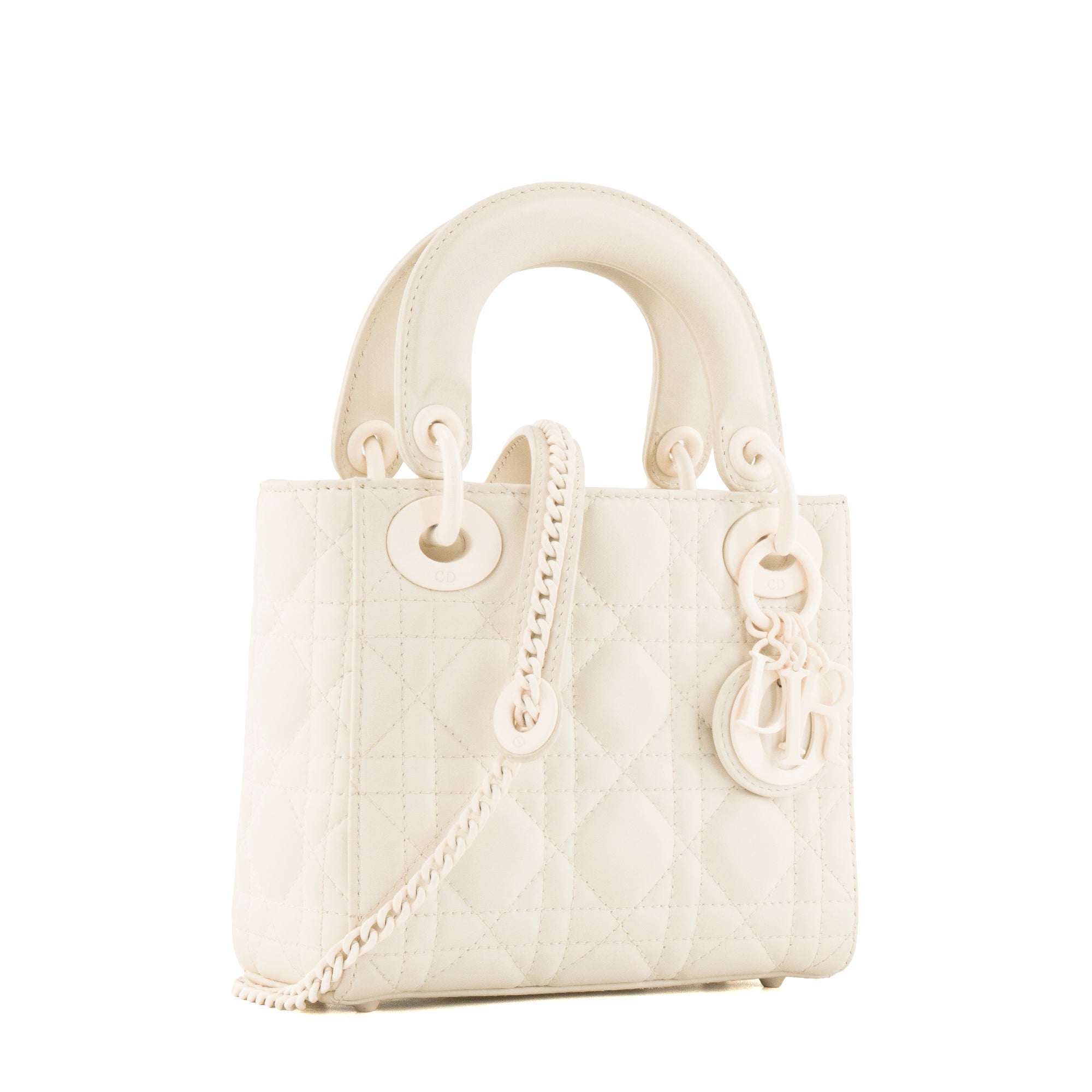 DIOR - Sac à bandoulière Lady Dior mini en cuir cannage écru