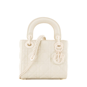 DIOR - Sac à bandoulière Lady Dior mini en cuir cannage écru