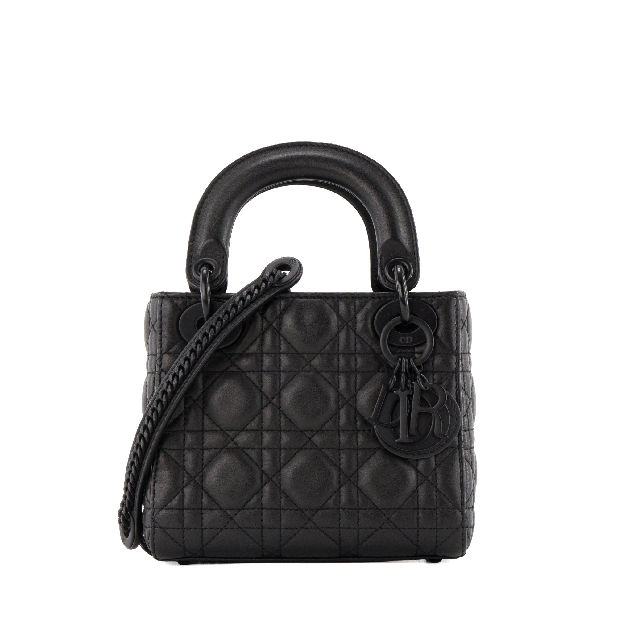 DIOR - Sac à bandoulière Lady Dior mini en cuir cannage full black