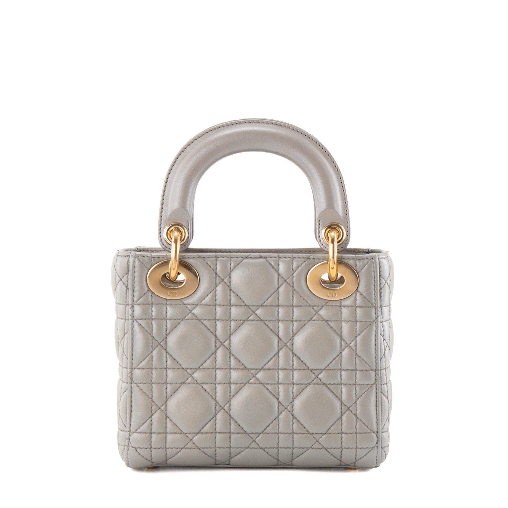 DIOR - Sac à bandoulière Lady Dior mini en cuir cannage gris
