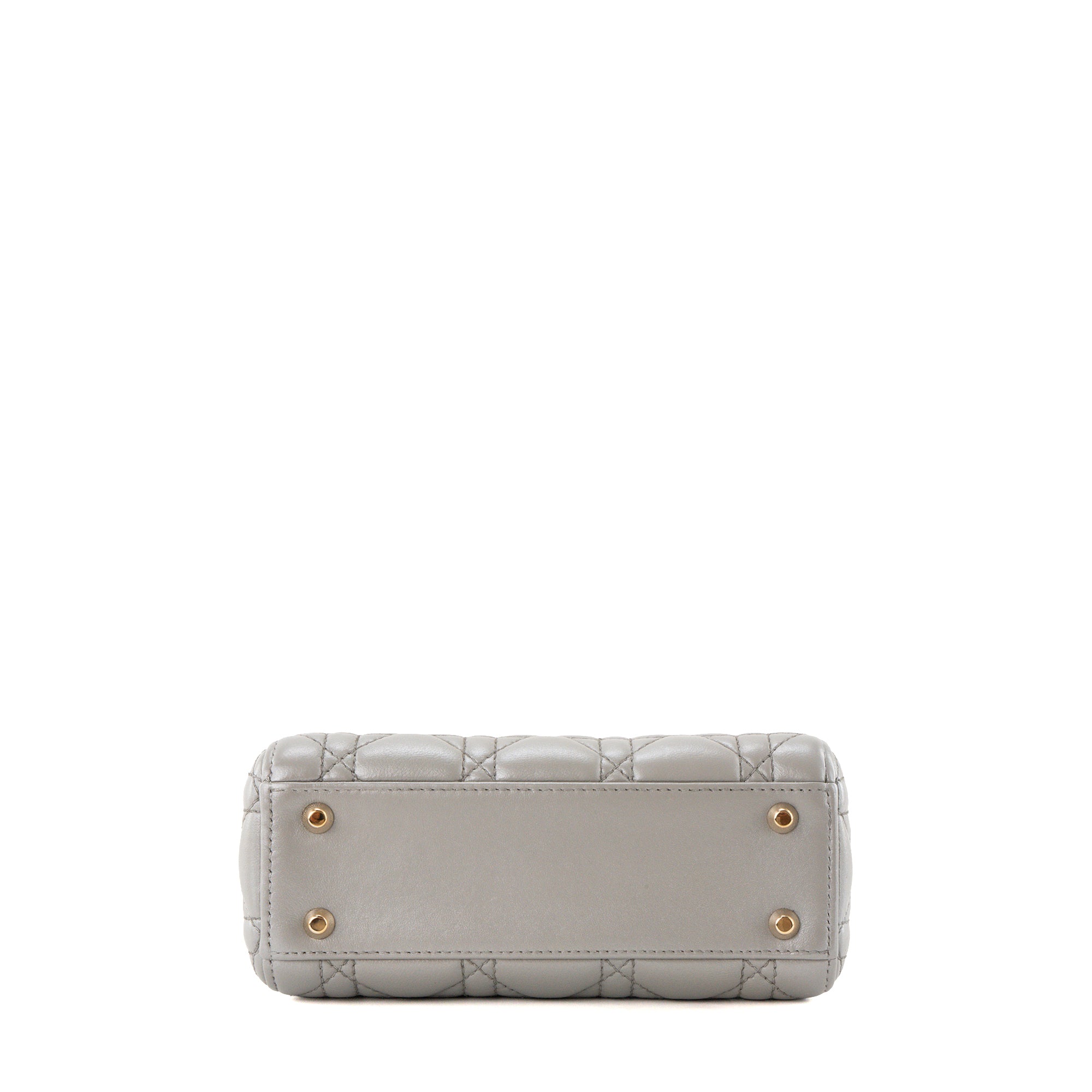 DIOR - Sac à bandoulière Lady Dior mini en cuir cannage gris