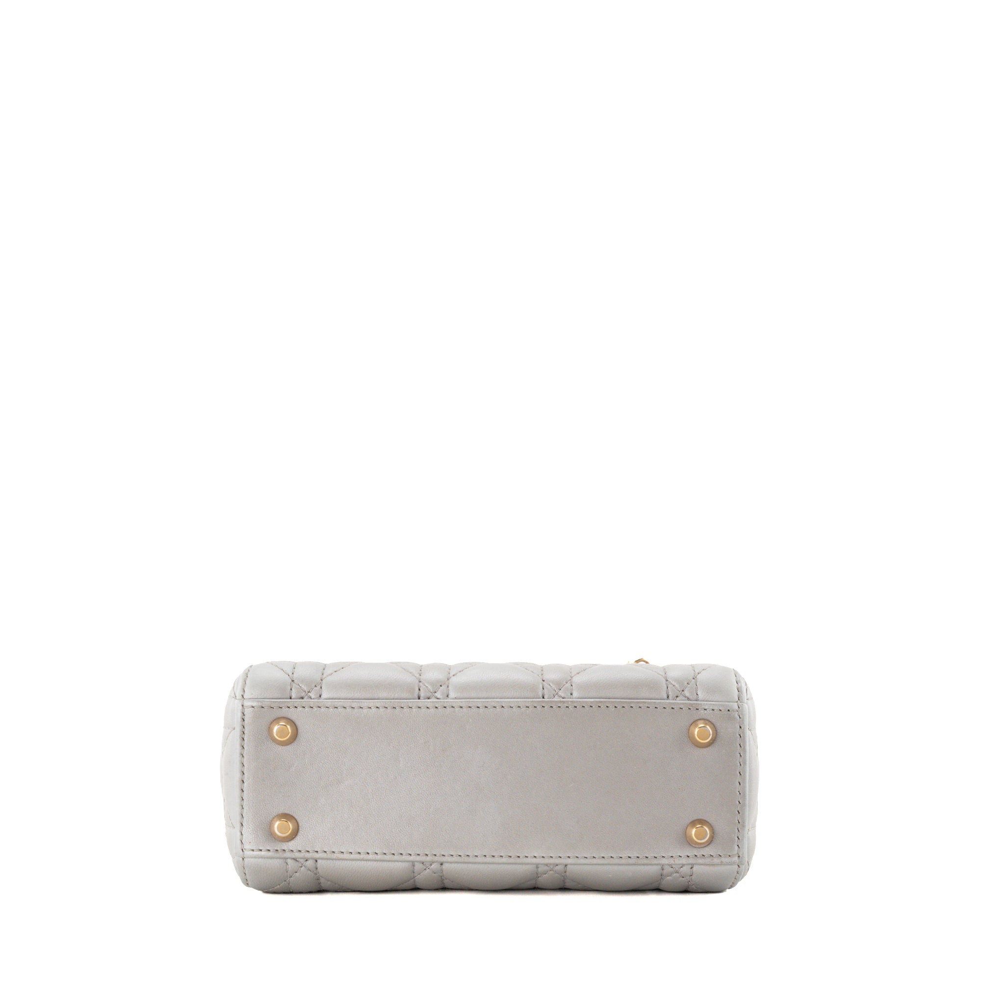 DIOR - Sac à bandoulière Lady Dior mini en cuir cannage métallisé gris