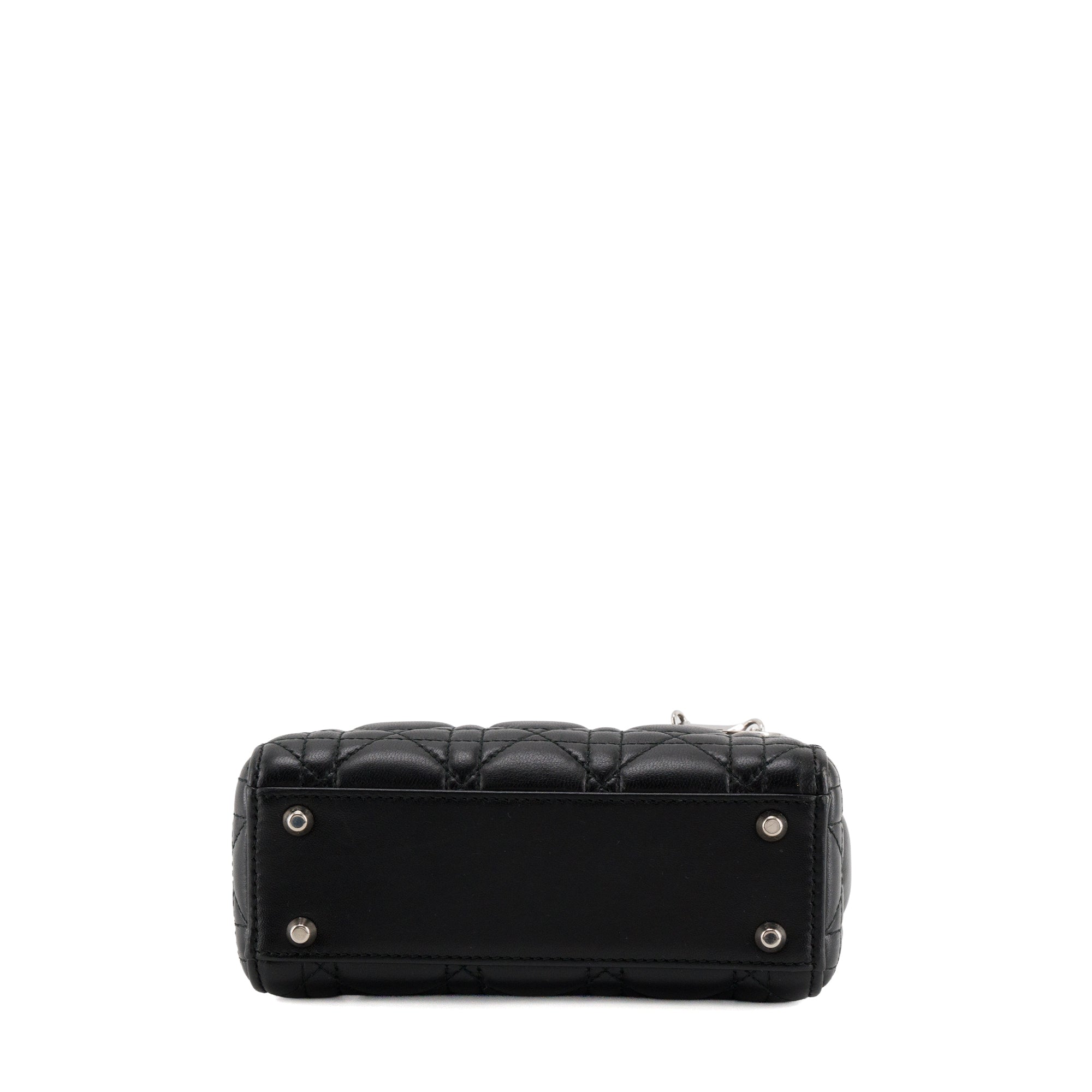 DIOR - Lady Dior mini black leather silver hardware 13-BO-0177
