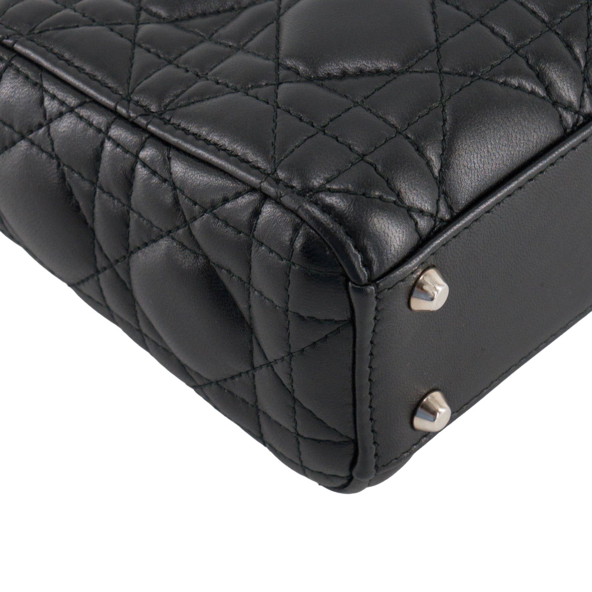 DIOR - Lady Dior mini black leather silver hardware 13-BO-0177