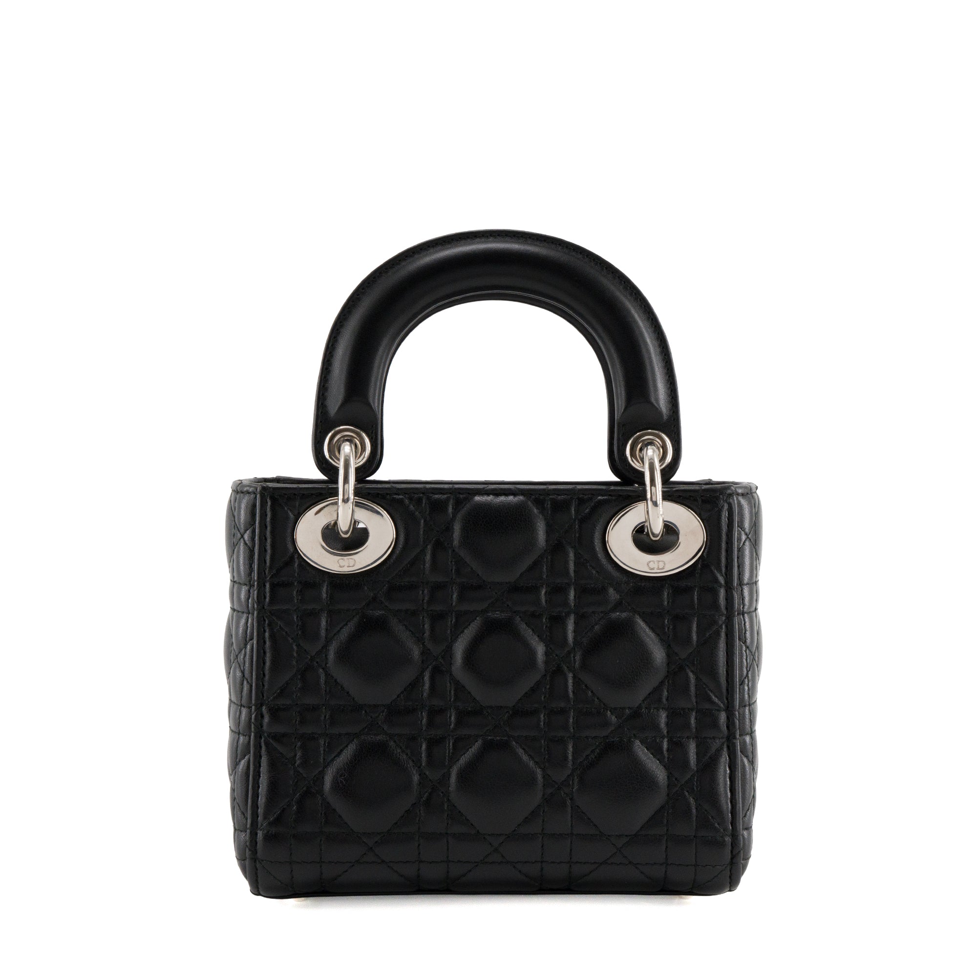 DIOR - Lady Dior mini black leather silver hardware 13-BO-0177