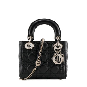 DIOR - Sac à bandoulière Lady Dior mini en cuir cannage noir
