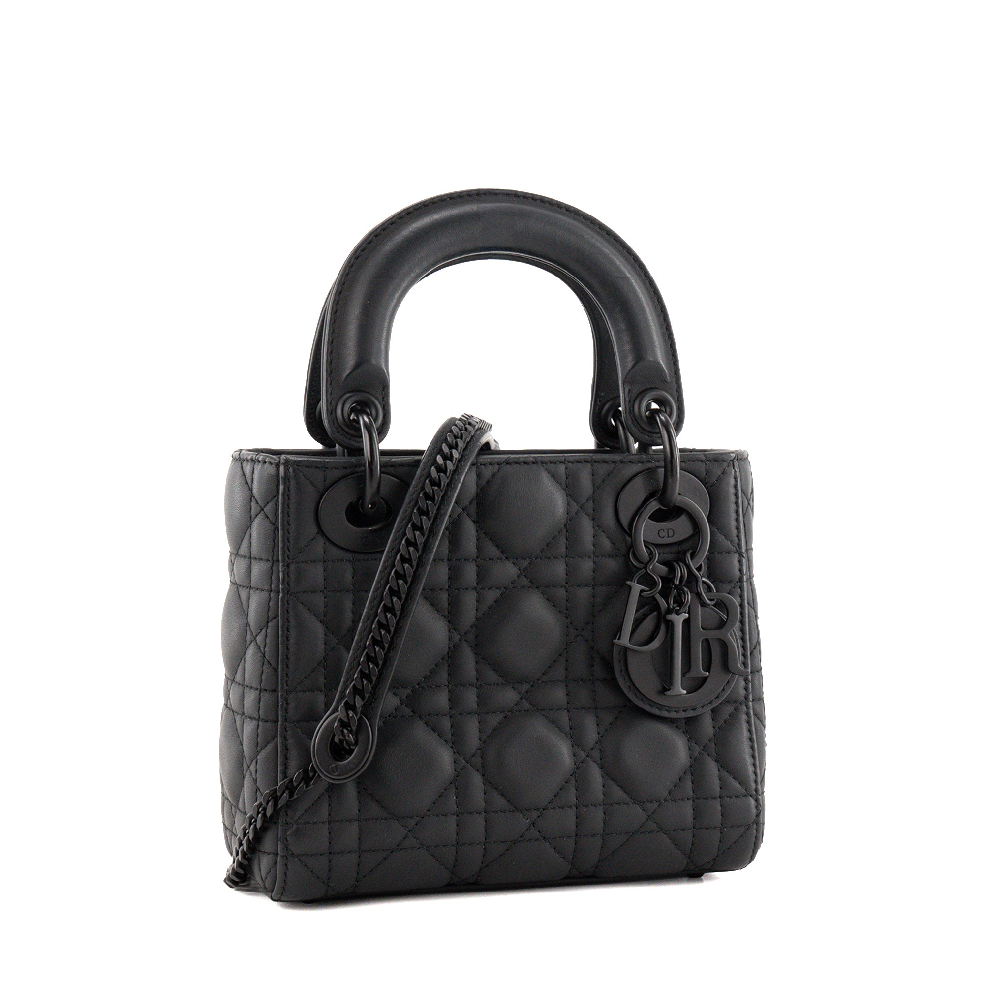DIOR - Sac à bandoulière Lady Dior mini en cuir cannage noir
