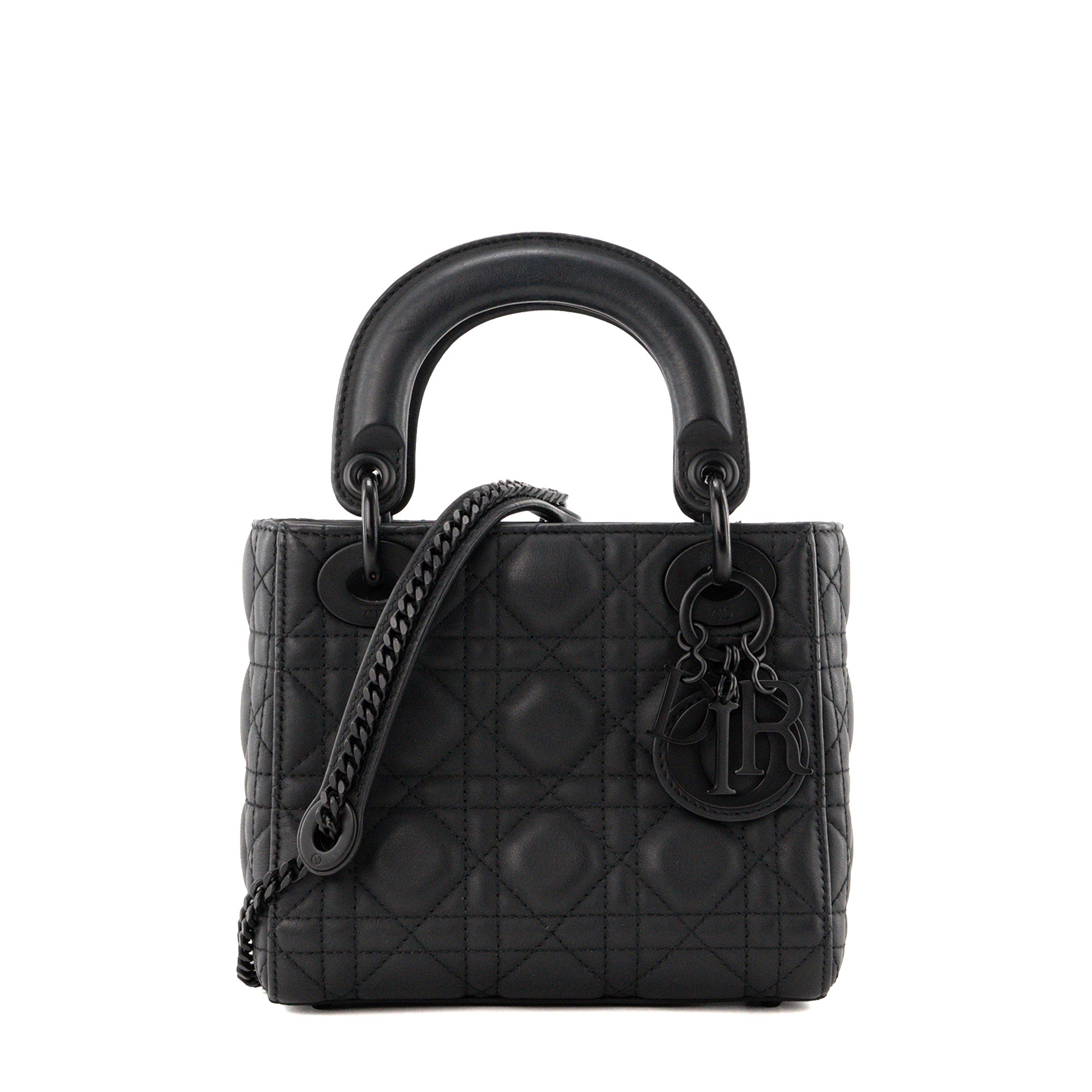 DIOR - Sac à bandoulière Lady Dior mini en cuir cannage noir