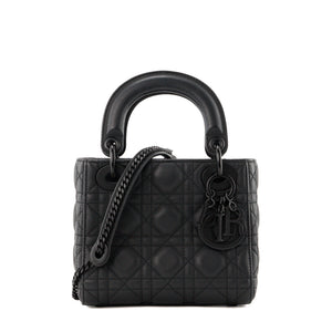 DIOR - Sac à bandoulière Lady Dior mini en cuir cannage noir