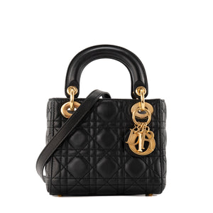 DIOR - Sac à bandoulière Lady Dior Mini en cuir cannage noir