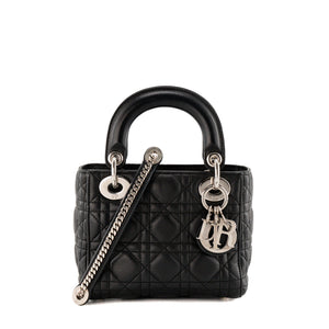 DIOR - Sac à bandoulière Lady Dior mini en cuir cannage noir