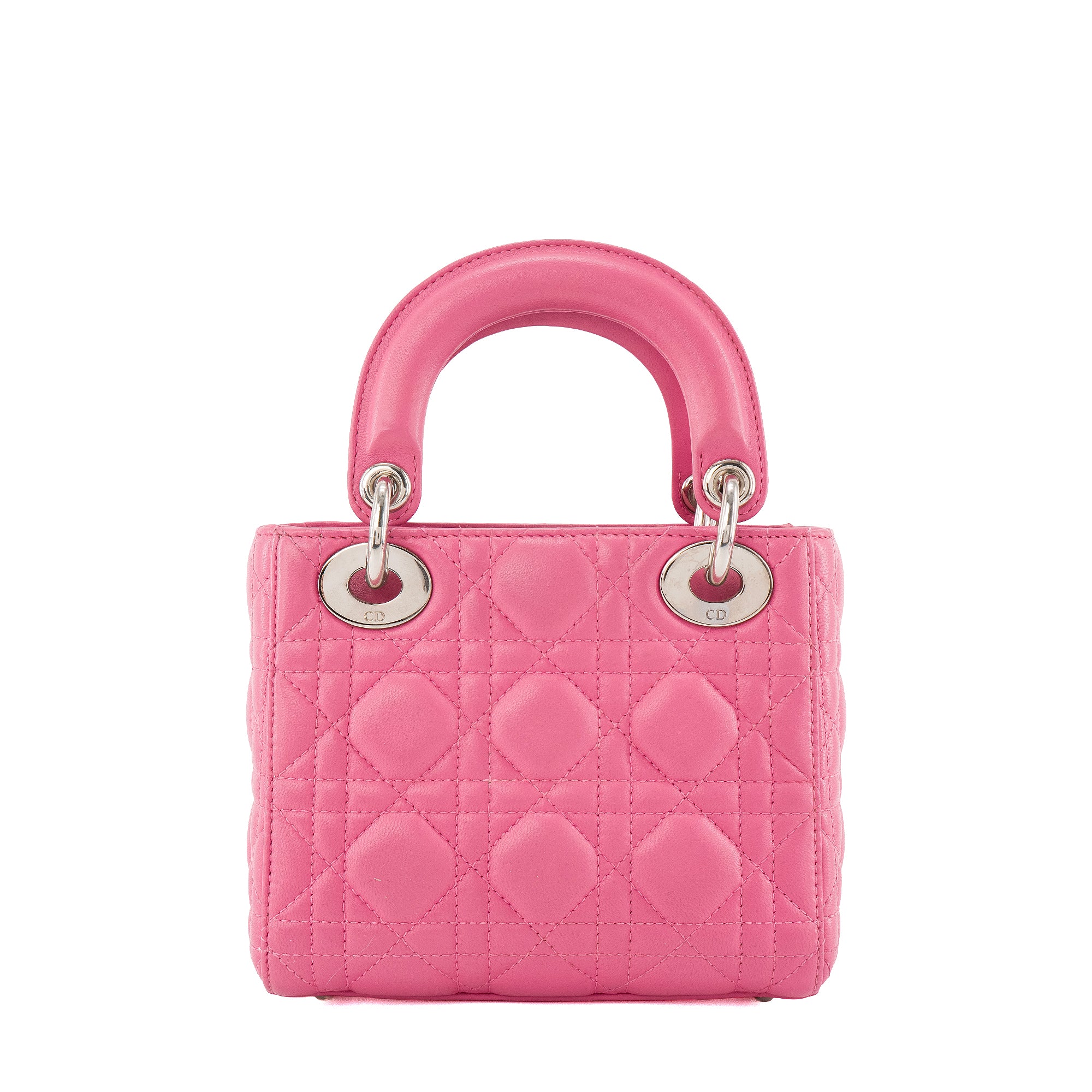 DIOR - Sac à bandoulière Lady Dior mini en cuir cannage rose