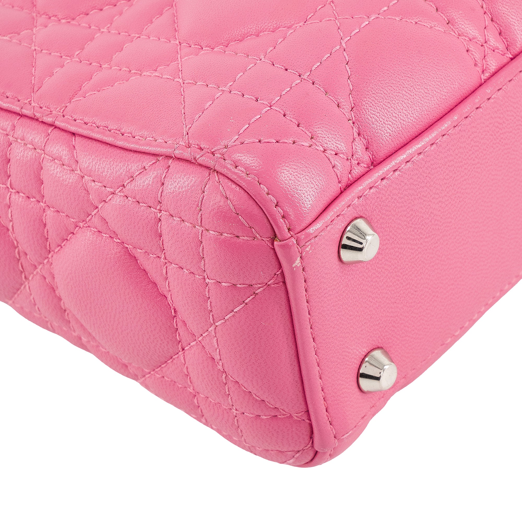 DIOR - Sac à bandoulière Lady Dior mini en cuir cannage rose