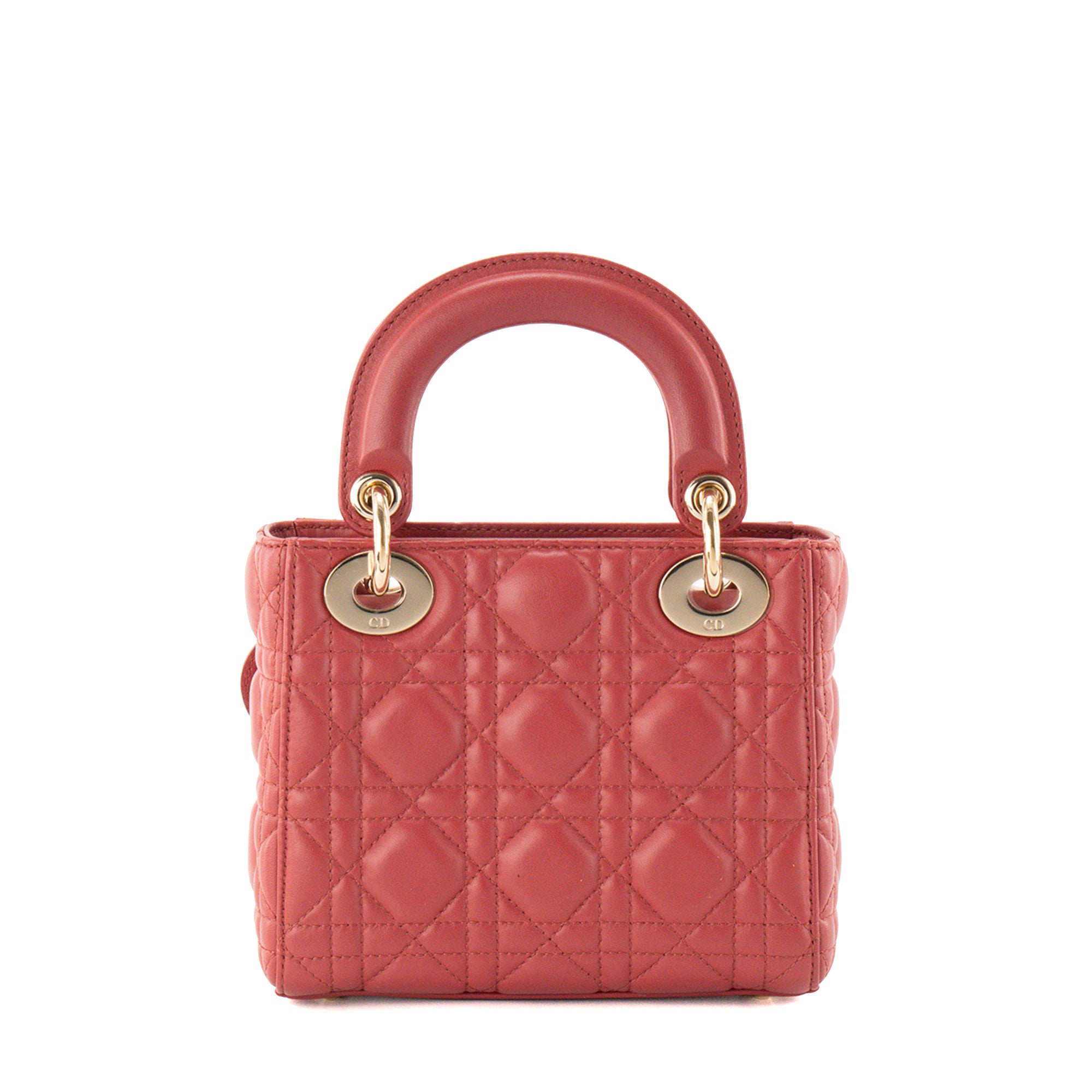 DIOR - Sac à bandoulière Lady Dior mini en cuir cannage rouge