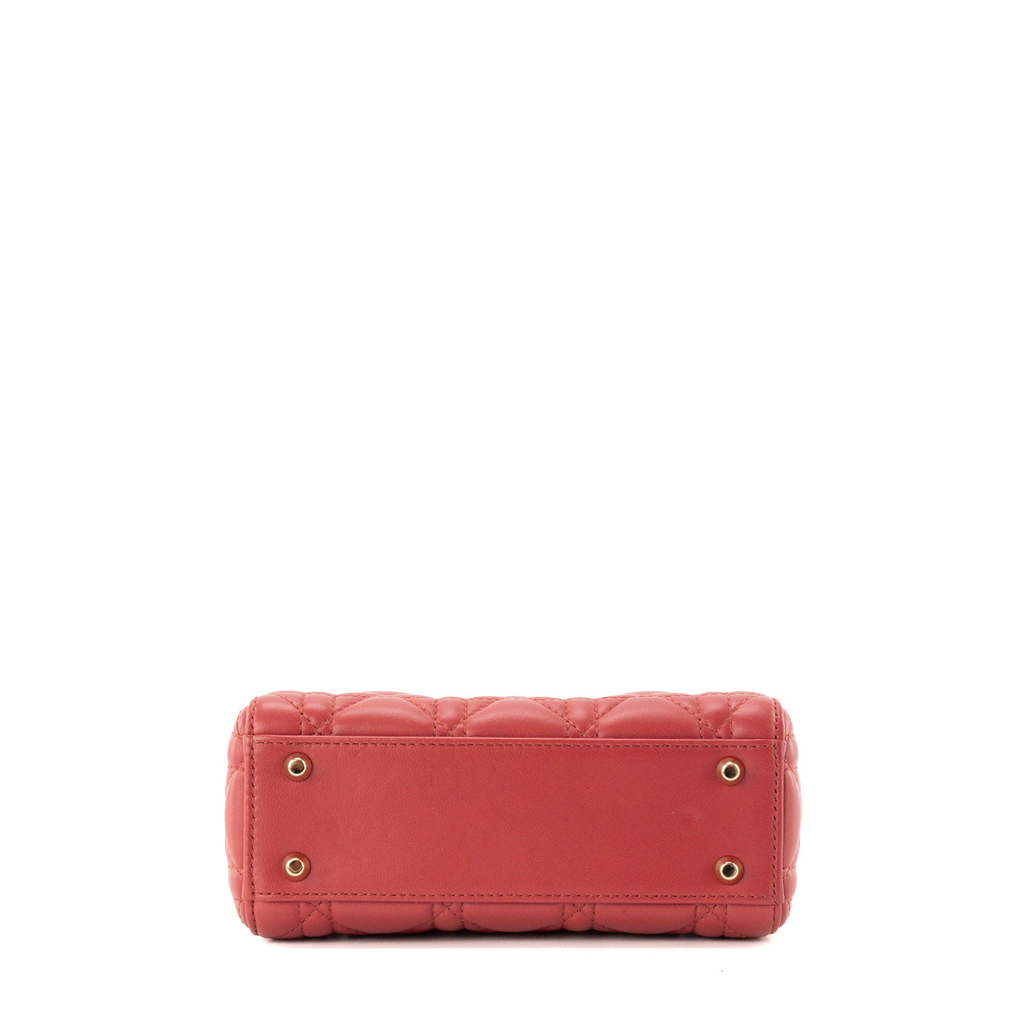 DIOR - Sac à bandoulière Lady Dior mini en cuir cannage rouge