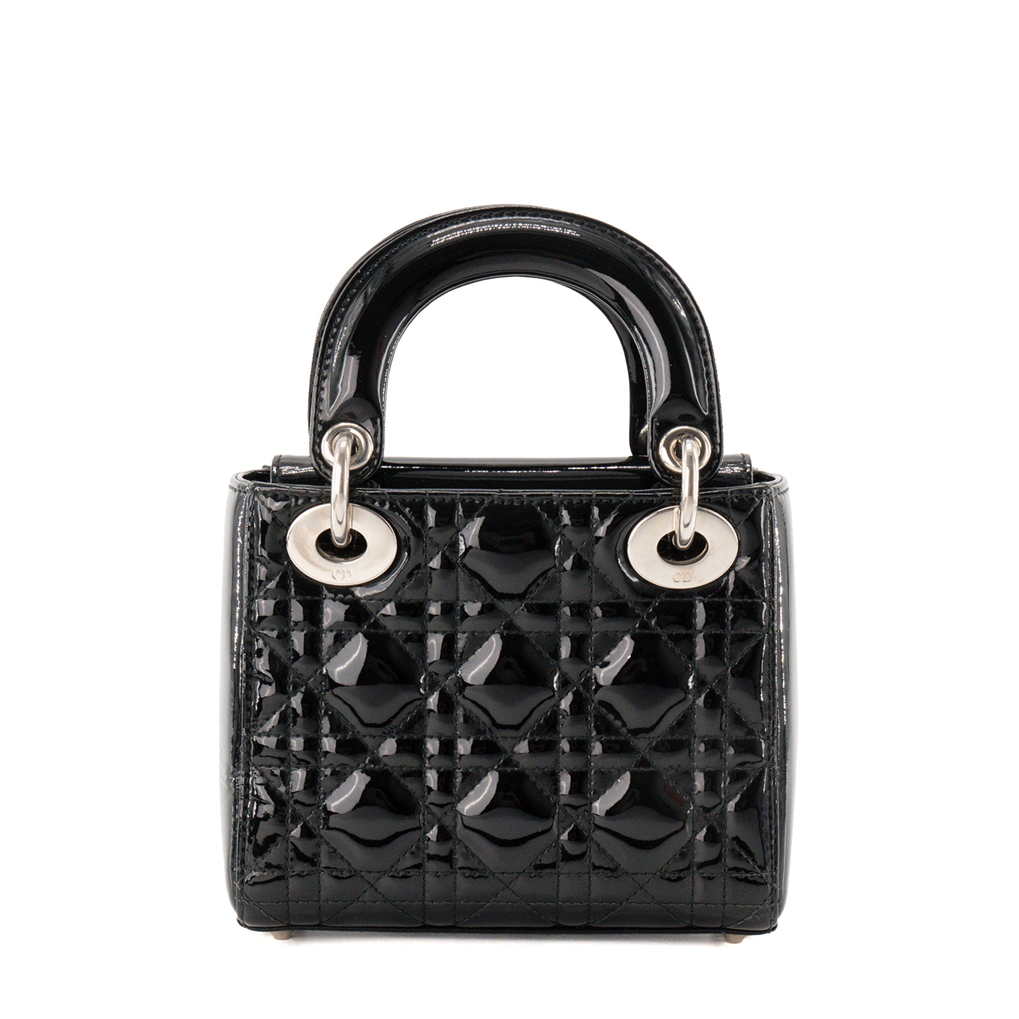 DIOR - Sac à bandoulière Lady Dior Mini en cuir cannage verni noir