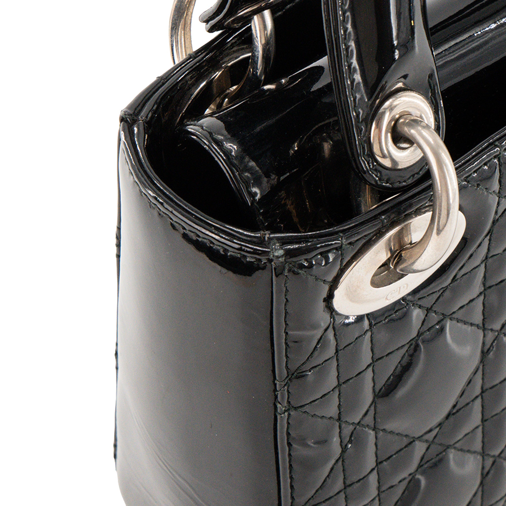 DIOR - Sac à bandoulière Lady Dior Mini en cuir cannage verni noir
