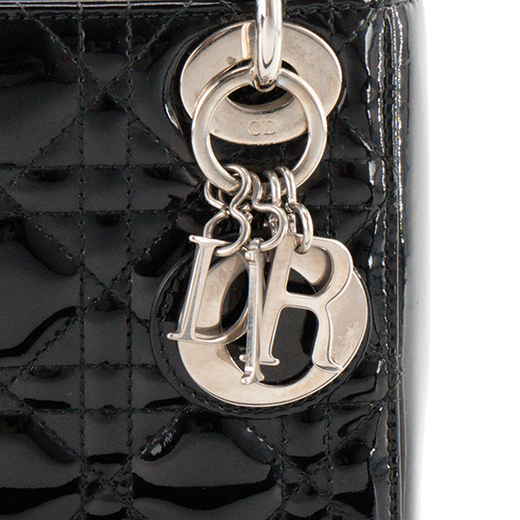 DIOR - Sac à bandoulière Lady Dior Mini en cuir cannage verni noir
