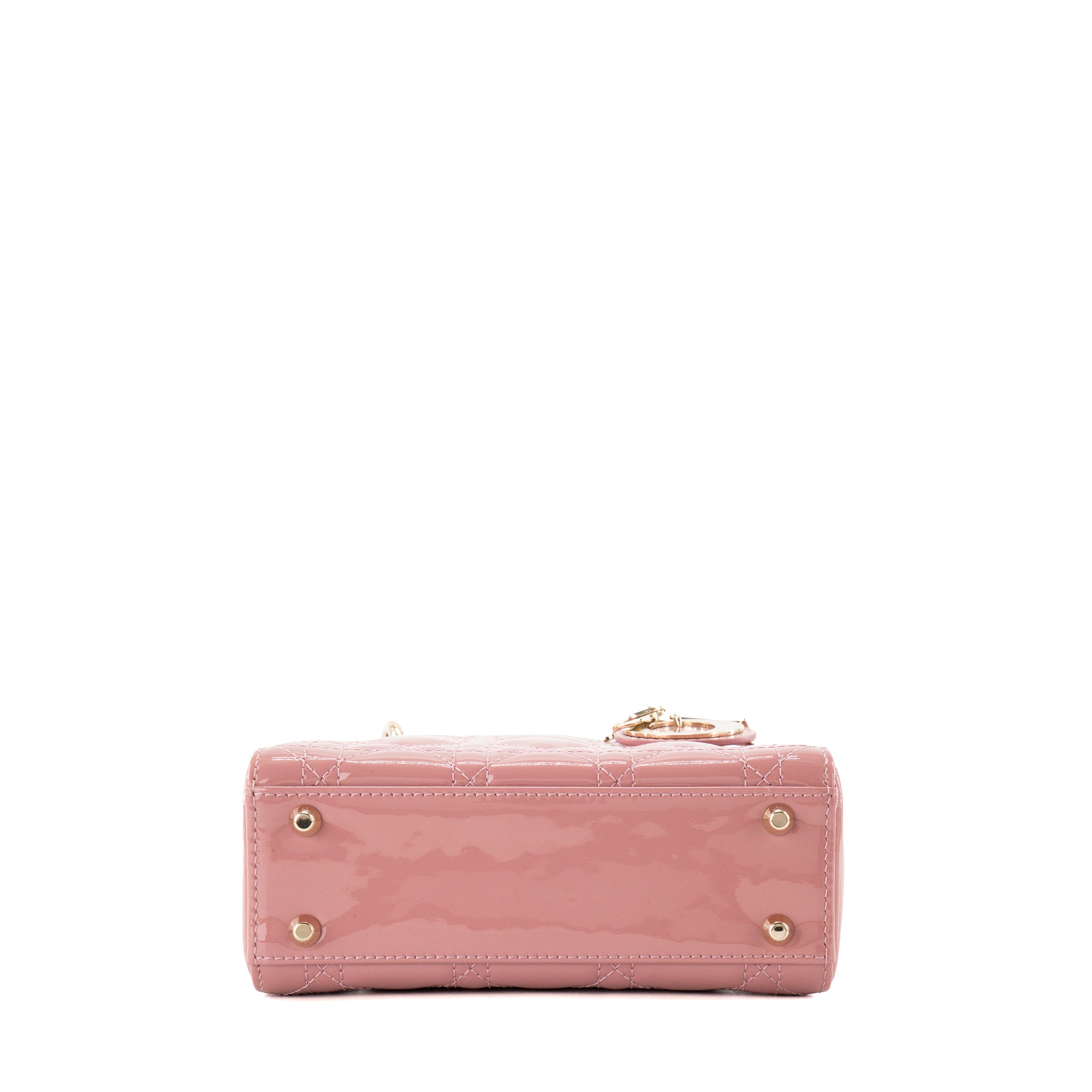 DIOR - Sac à bandoulière Lady Dior mini en cuir cannage verni rose