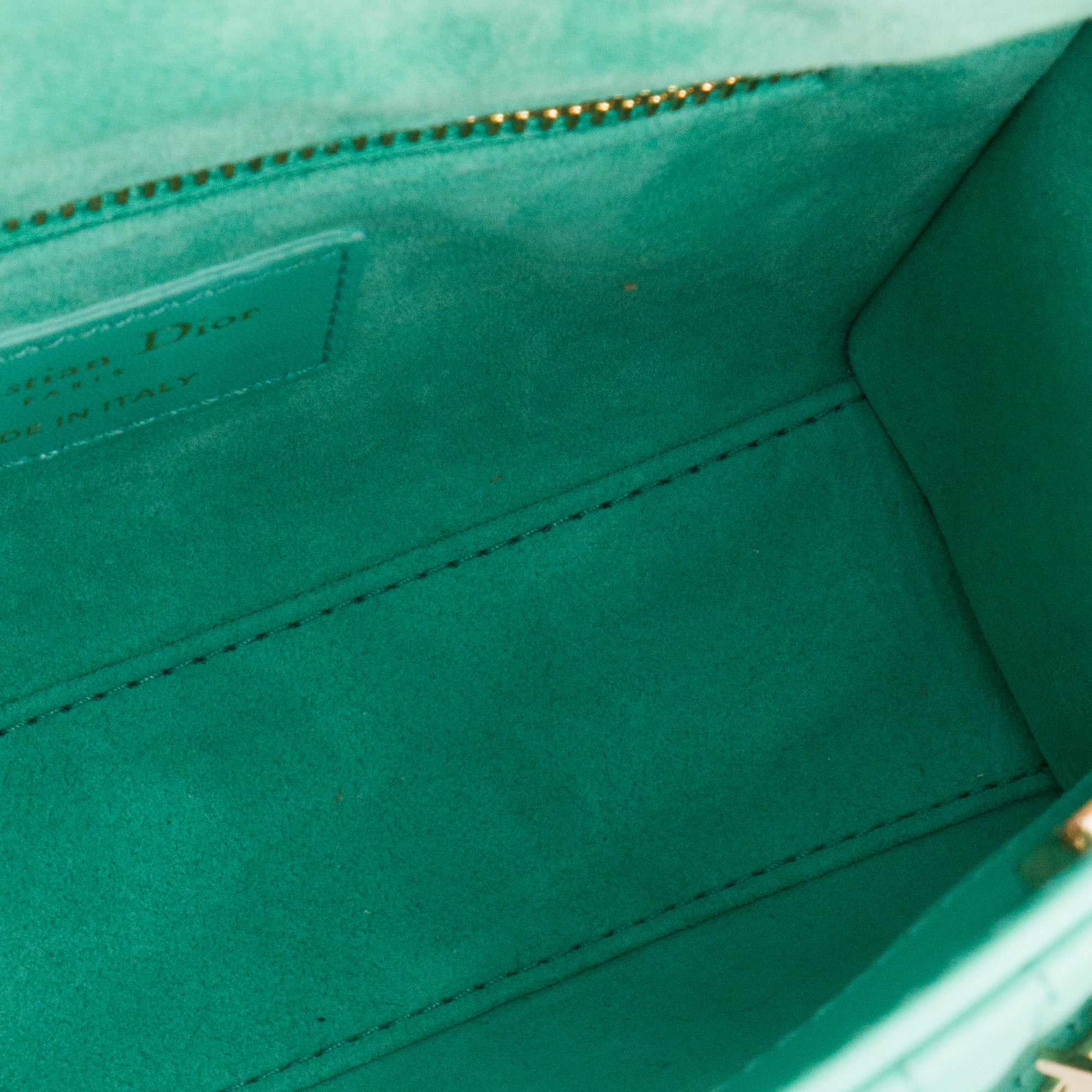 DIOR - Sac à bandoulière Lady Dior mini en cuir lisse bleu turquoise