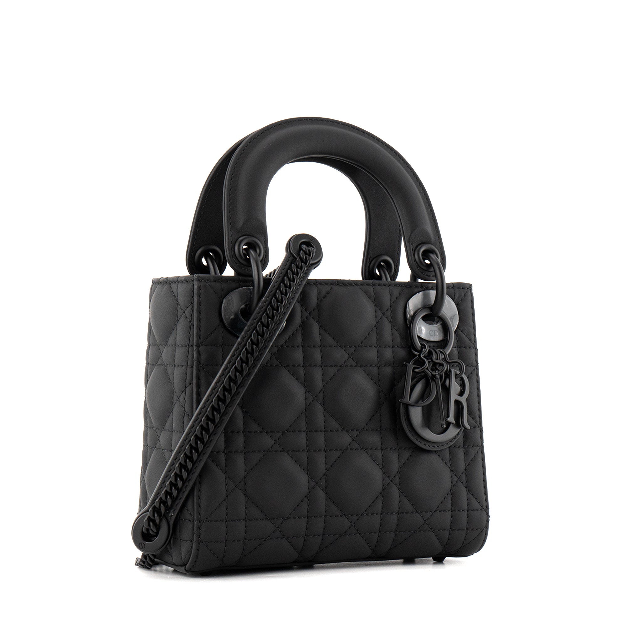 DIOR - Sac à bandoulière Lady Dior mini en cuir noir so black