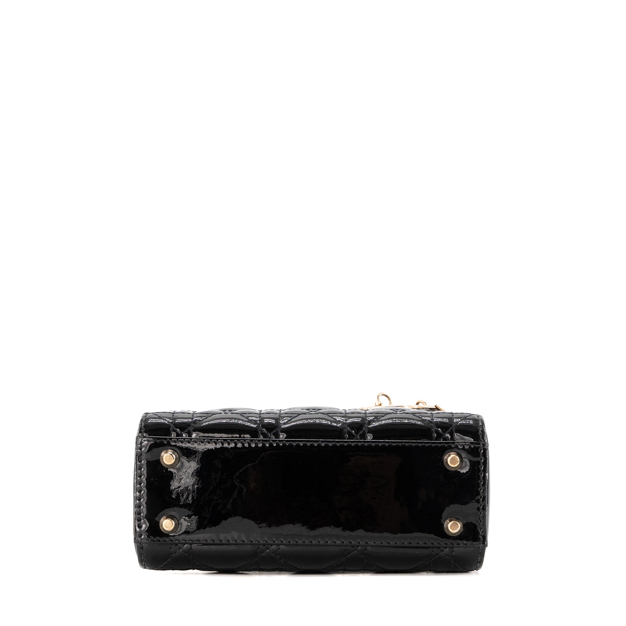 DIOR - Sac à bandoulière Lady Dior Mini Dior en cuir verni noir