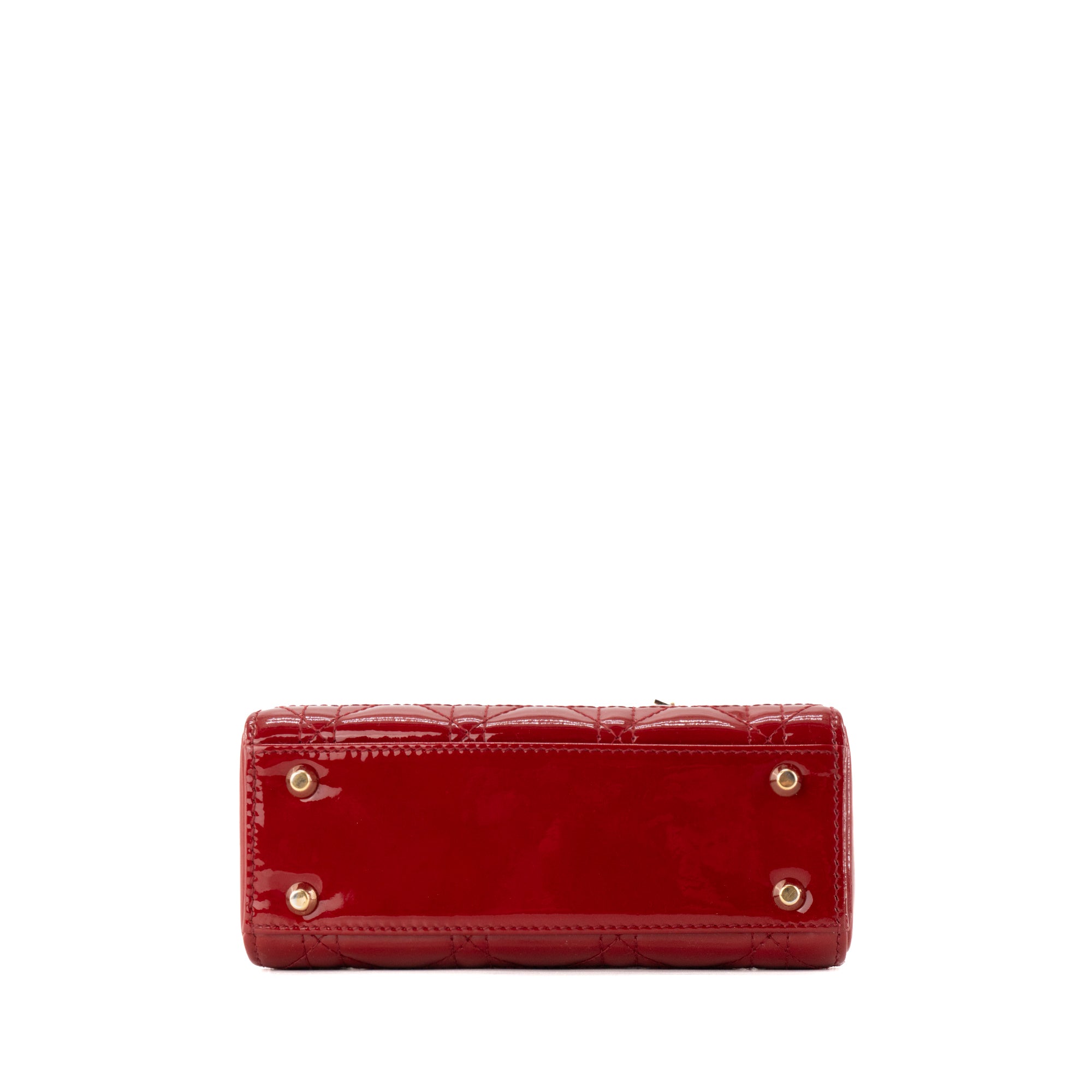 DIOR - Sac à bandoulière Lady Dior Mini en cuir cannage verni rouge