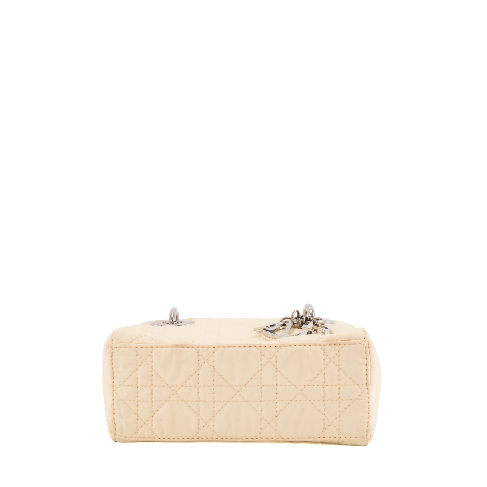 DIOR - Sac à bandoulière Lady Dior mini en toile cannage jaune clair et acétate transparent