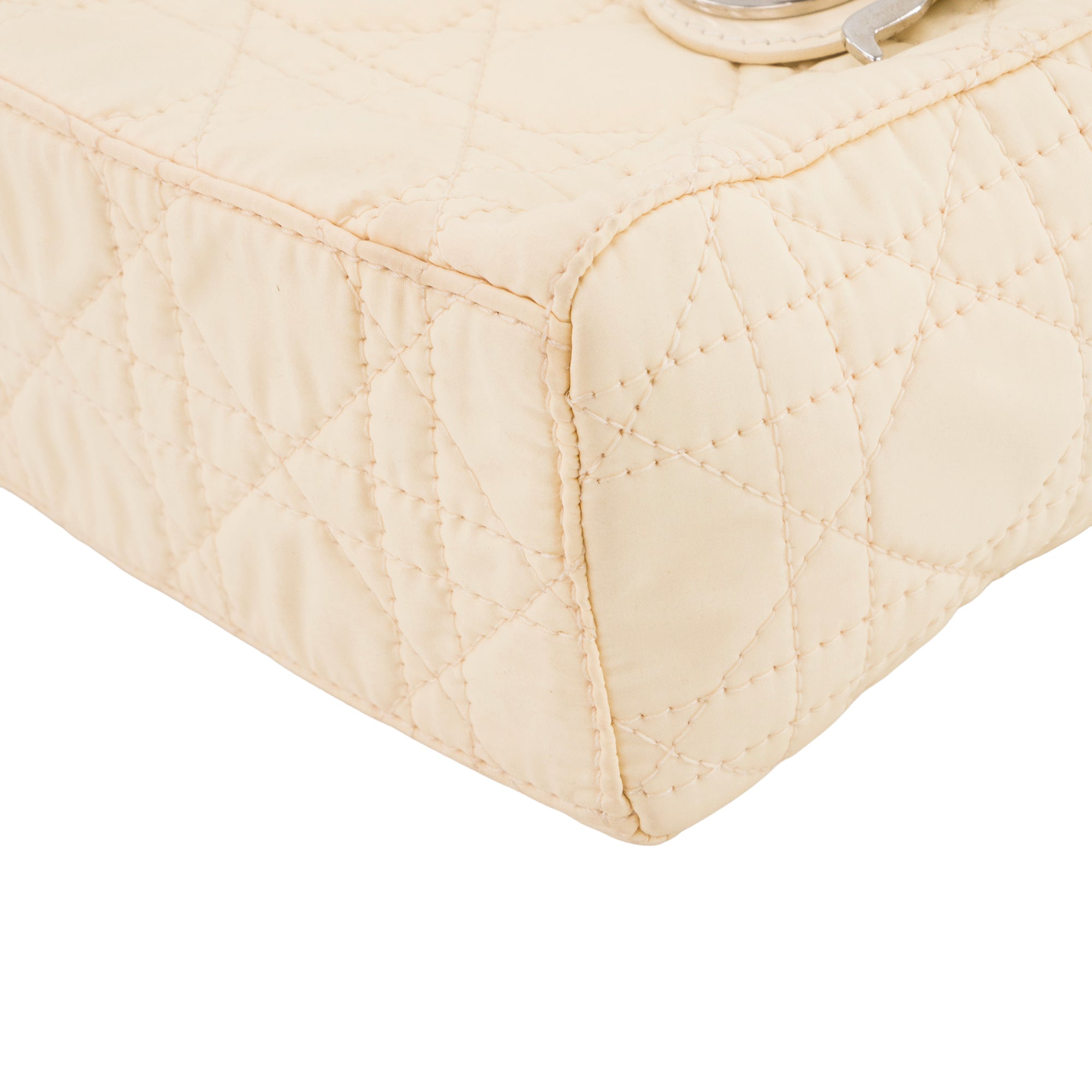 DIOR - Sac à bandoulière Lady Dior mini en toile cannage jaune clair et acétate transparent