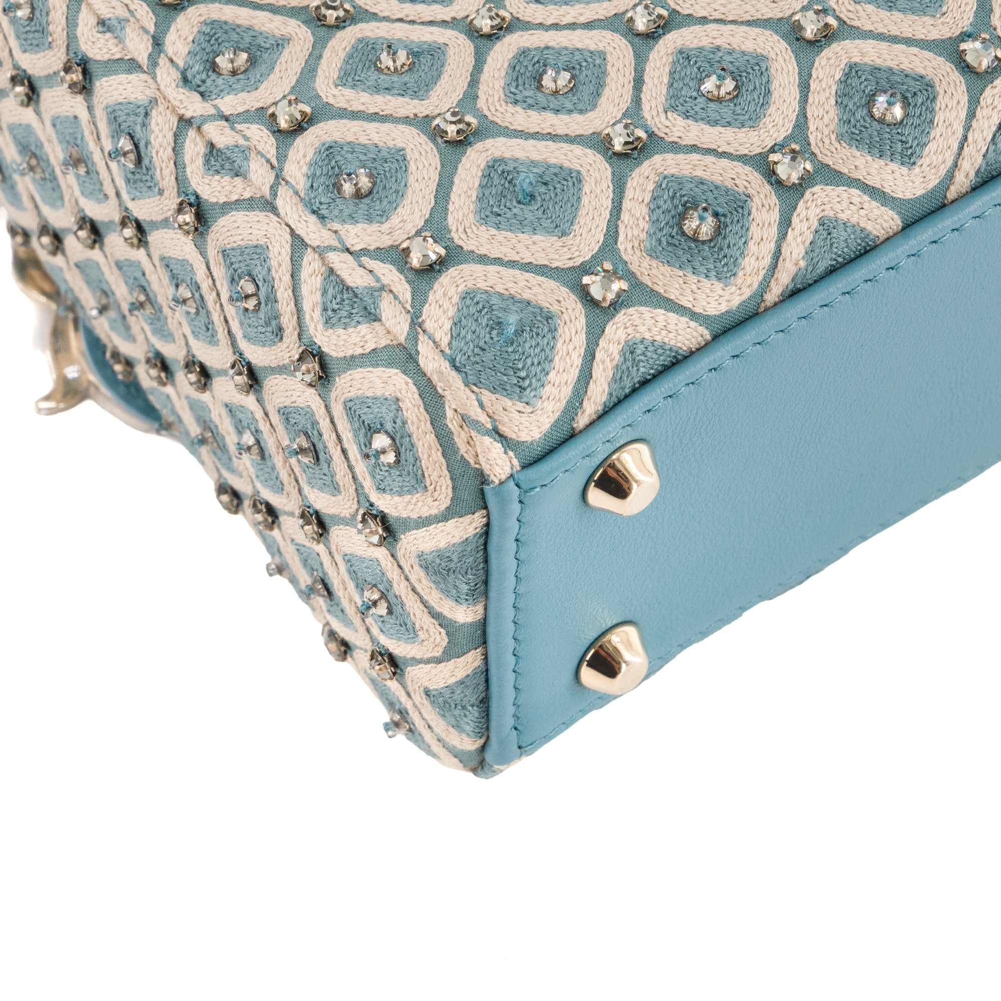 DIOR - Sac à bandoulière Lady Dior mini en toile et cuir bleu édition limitée