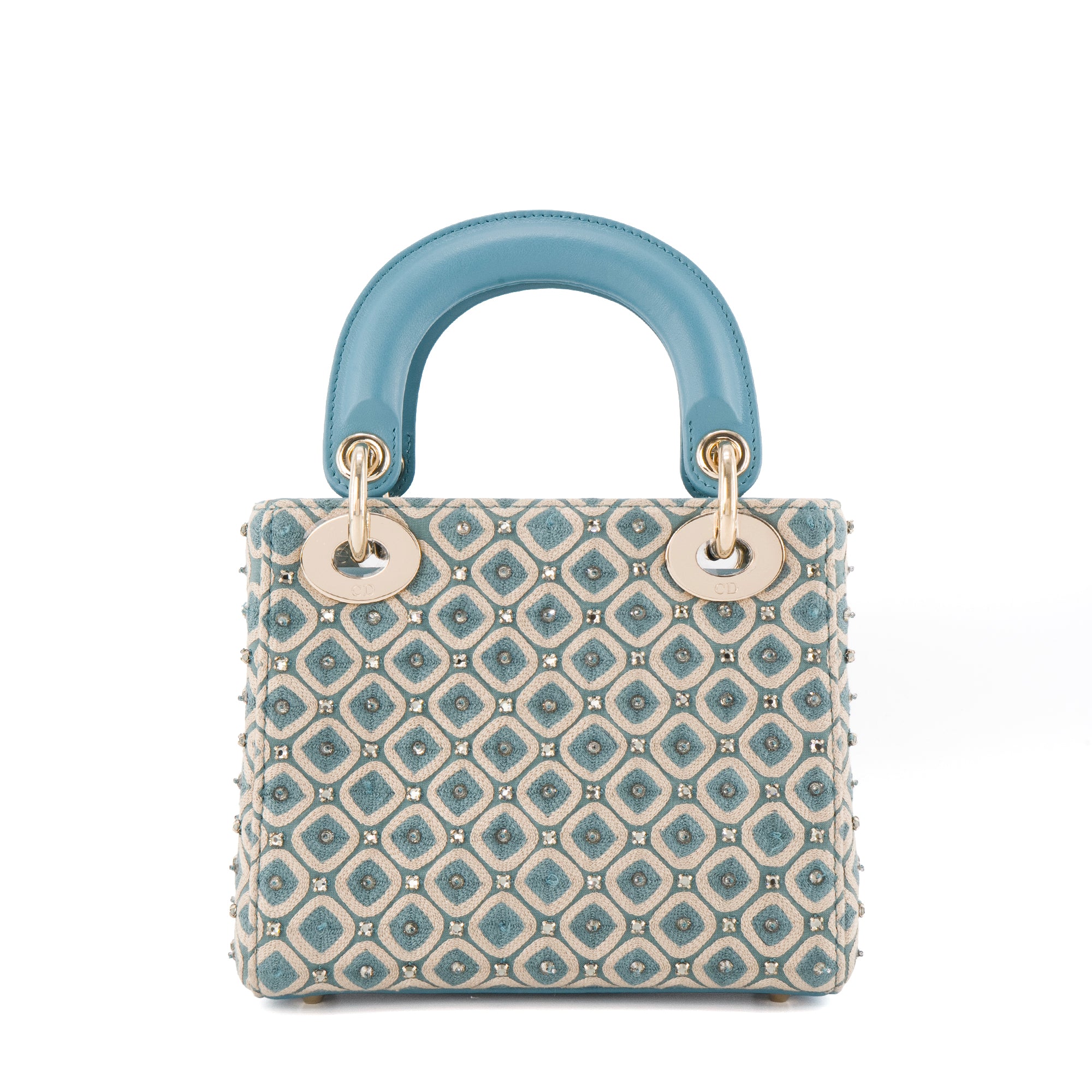 DIOR - Sac à bandoulière Lady Dior mini en toile et cuir bleu édition limitée