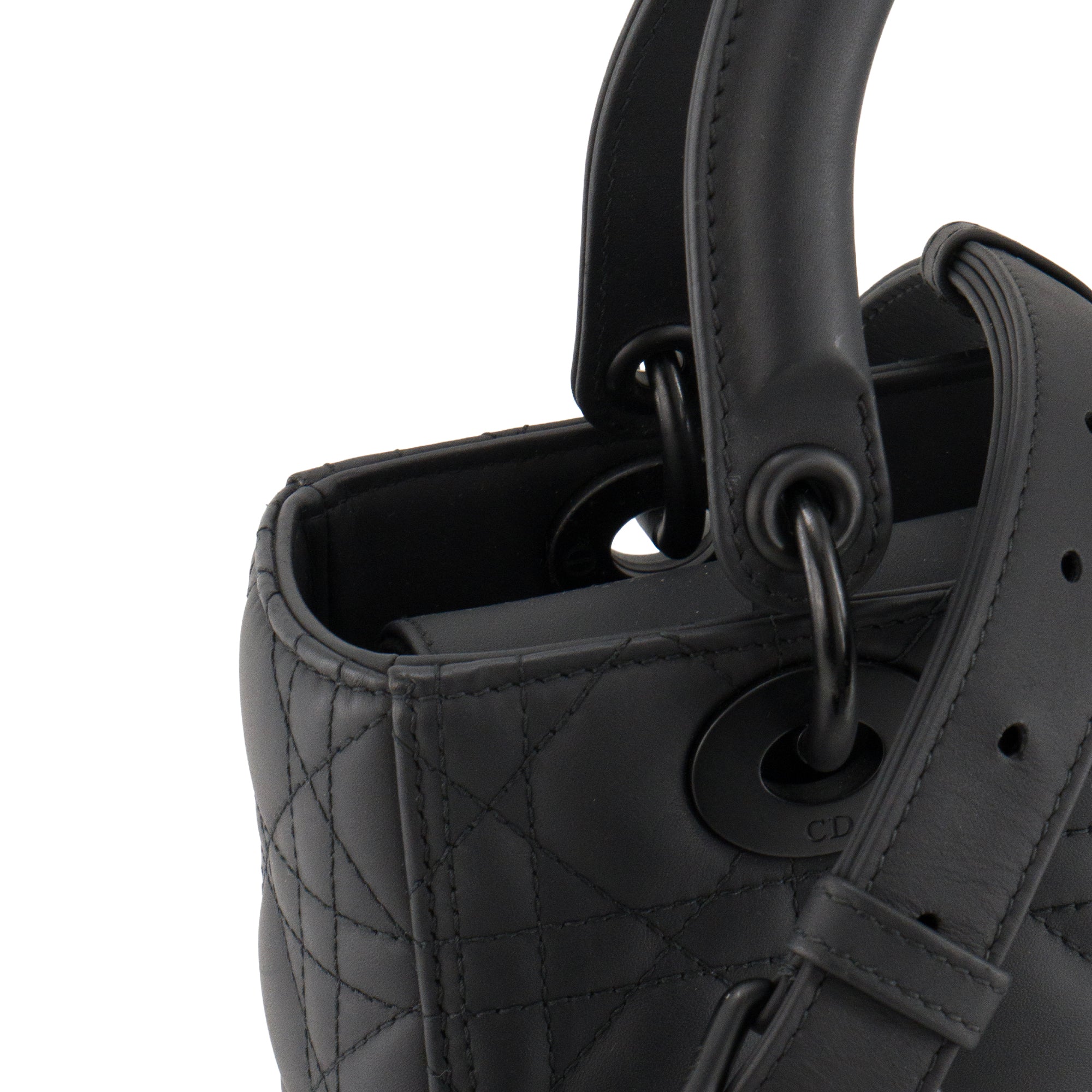 DIOR - Sac à bandoulière Lady Dior Moyen Dior en cuir cannage full black