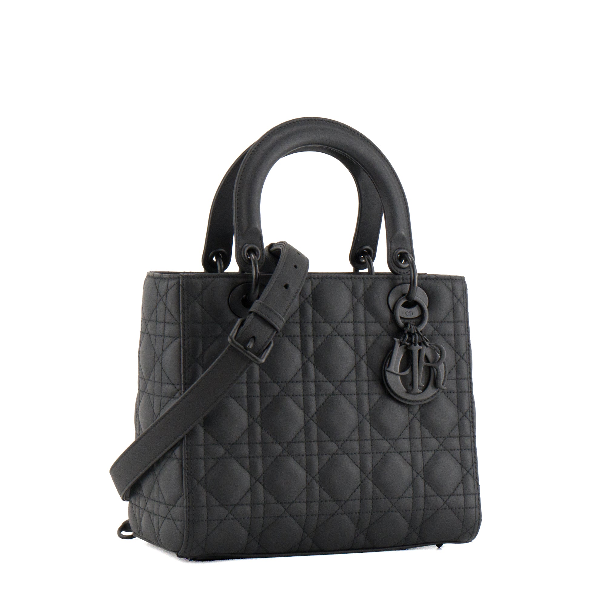 DIOR - Sac à bandoulière Lady Dior Moyen Dior en cuir cannage full black