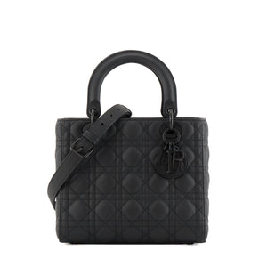 DIOR - Sac à bandoulière Lady Dior Moyen Dior en cuir cannage full black