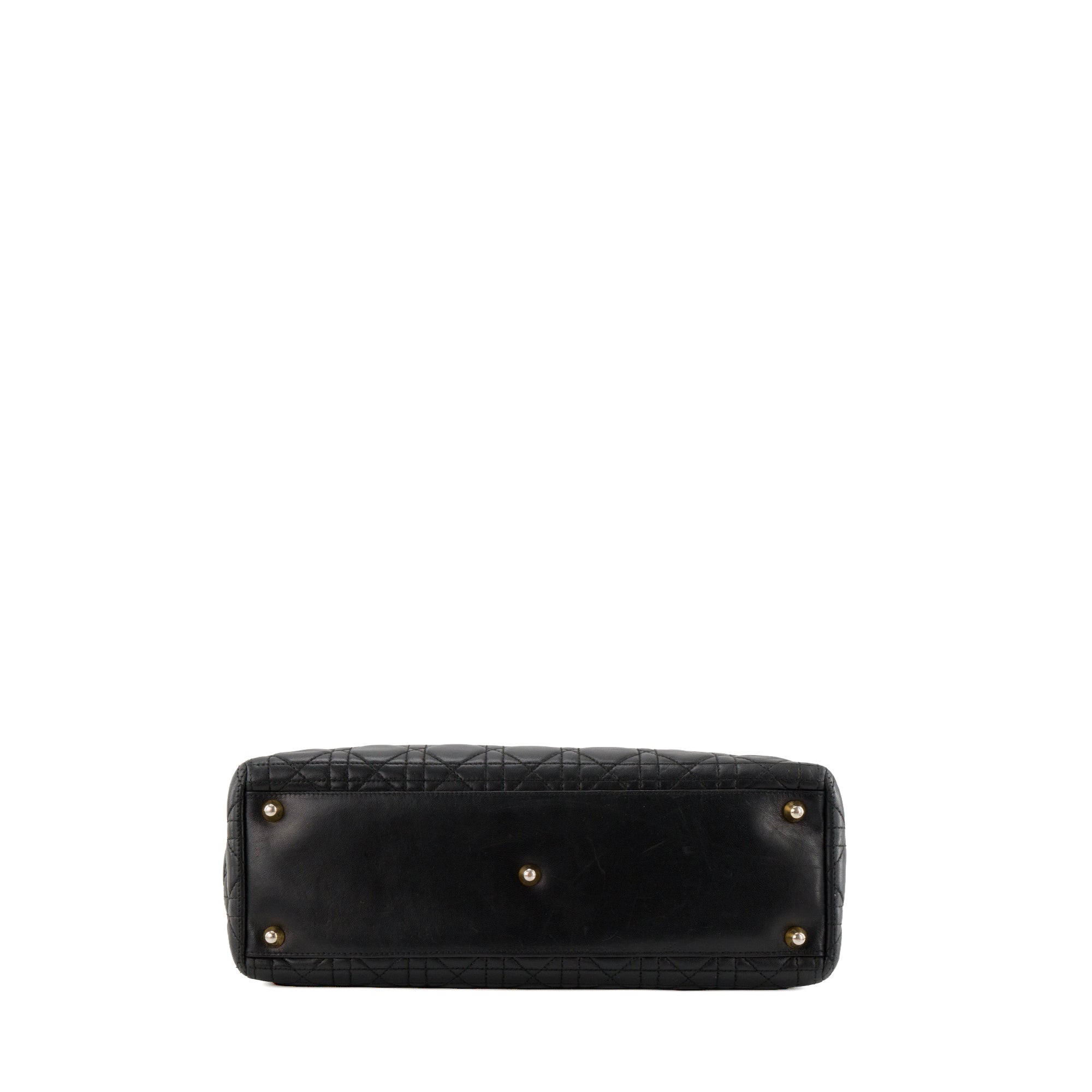DIOR - Sac à bandoulière Lady Dior large Dior en cuir cannage noir vintage