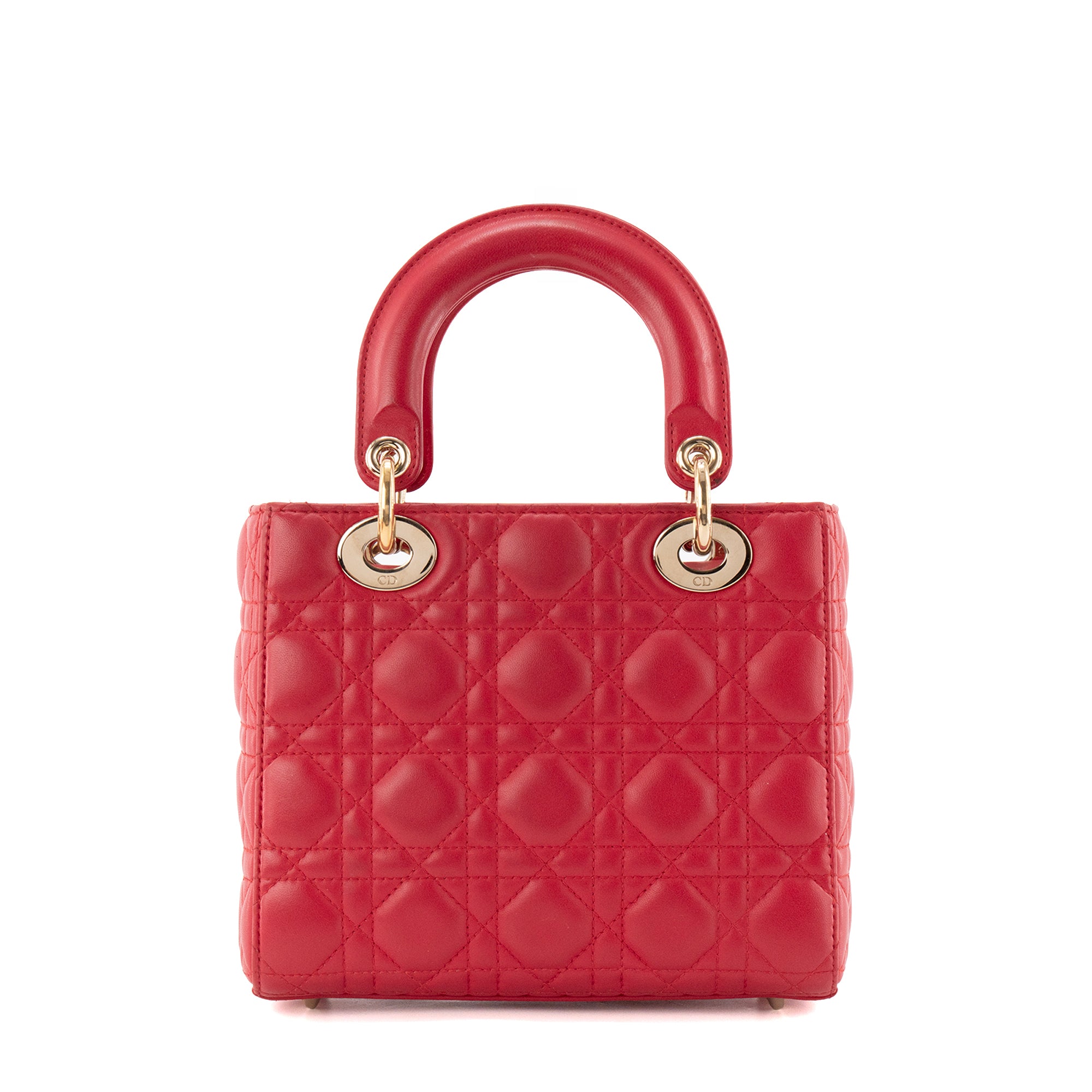 DIOR - Sac à bandoulière Lady Dior My ABCDior small en cuir lisse rouge