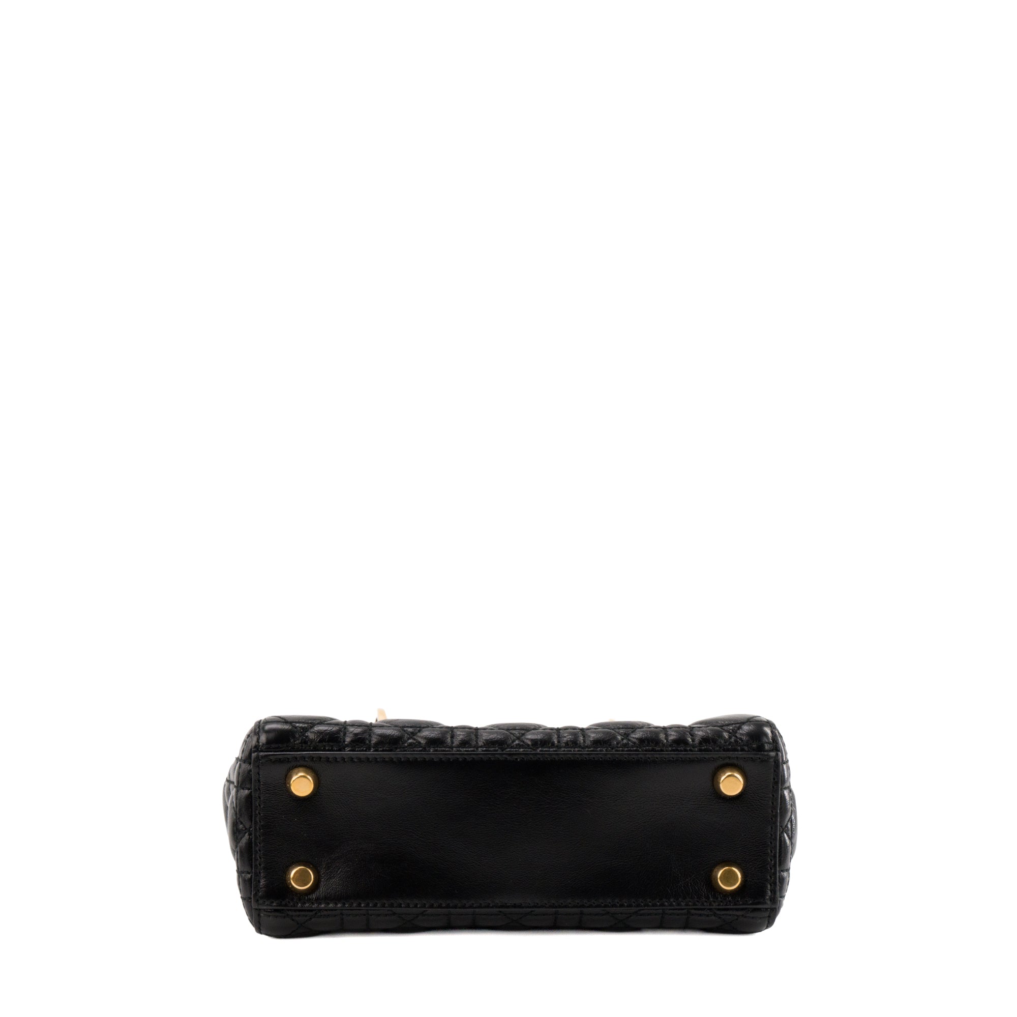 DIOR - Sac à bandoulière Lady Dior small Dior en cuir froissé noir