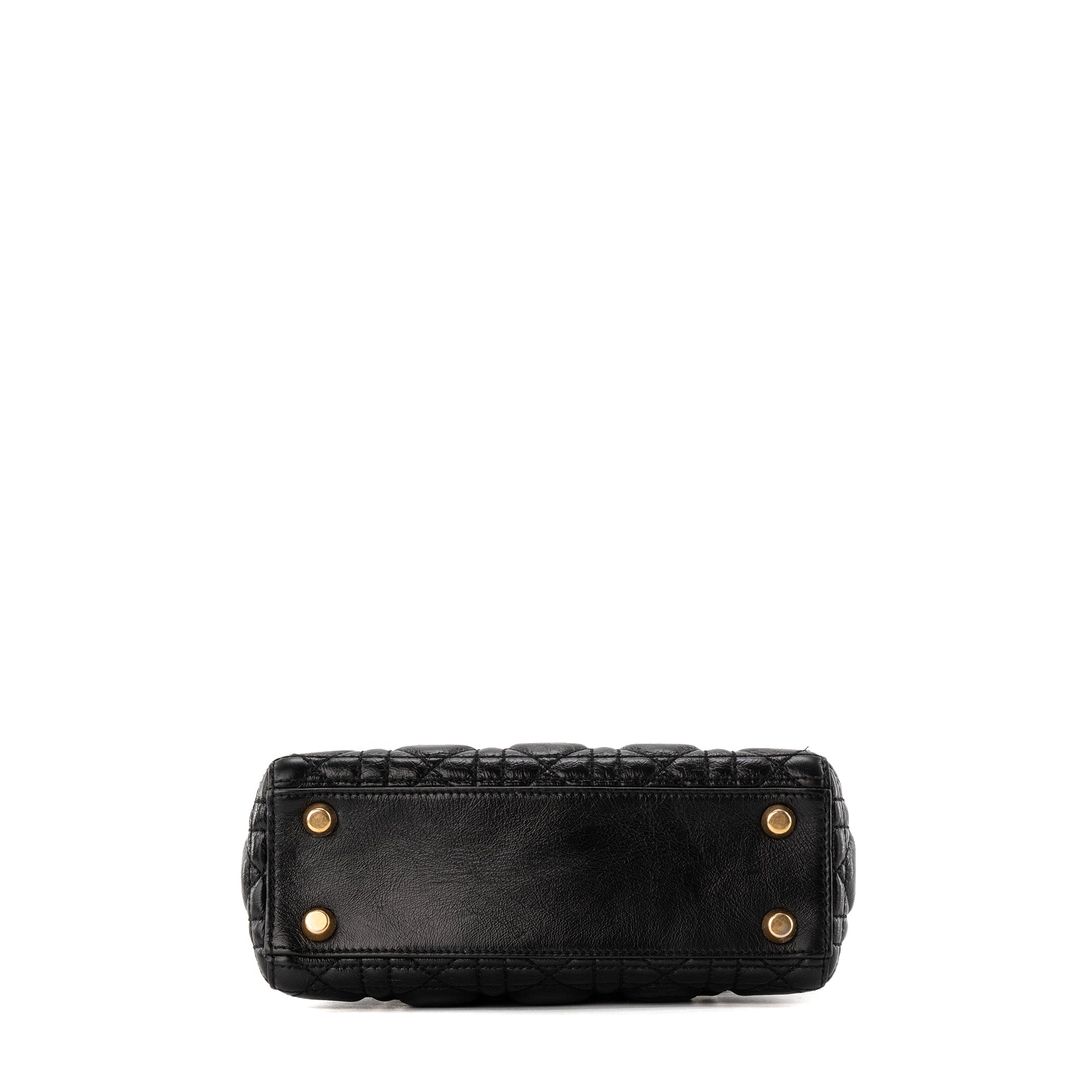 DIOR - Sac à bandoulière Lady Dior Small Dior en cuir froissé noir