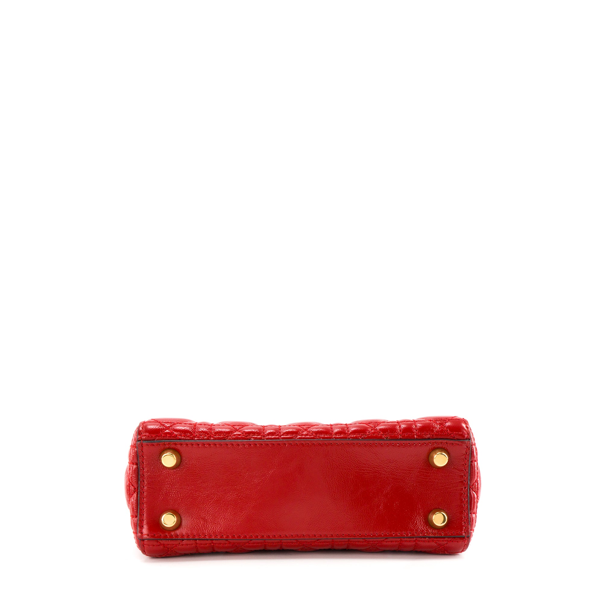 DIOR - Sac à bandoulière Lady Dior Small Dior en cuir froissé rouge