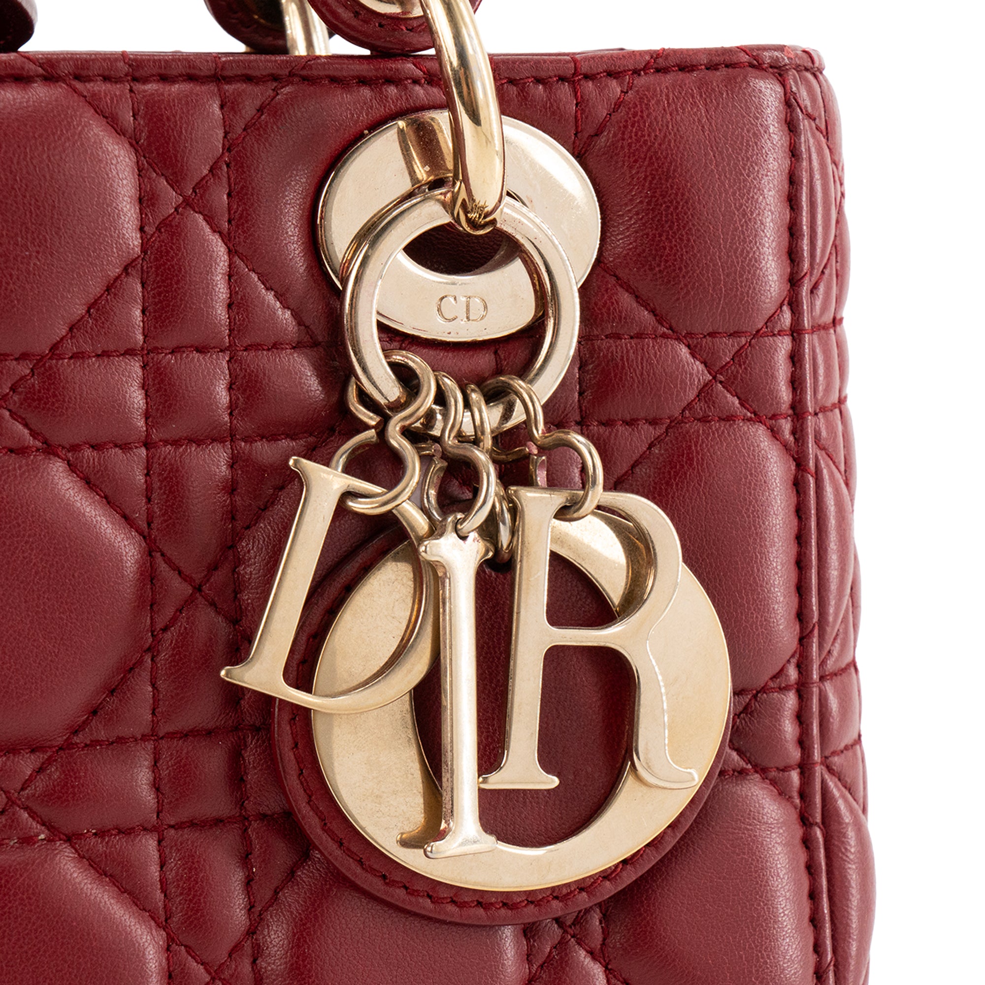 DIOR -  Sac à bandoulière Lady Dior Small Dior en cuir lisse rouge