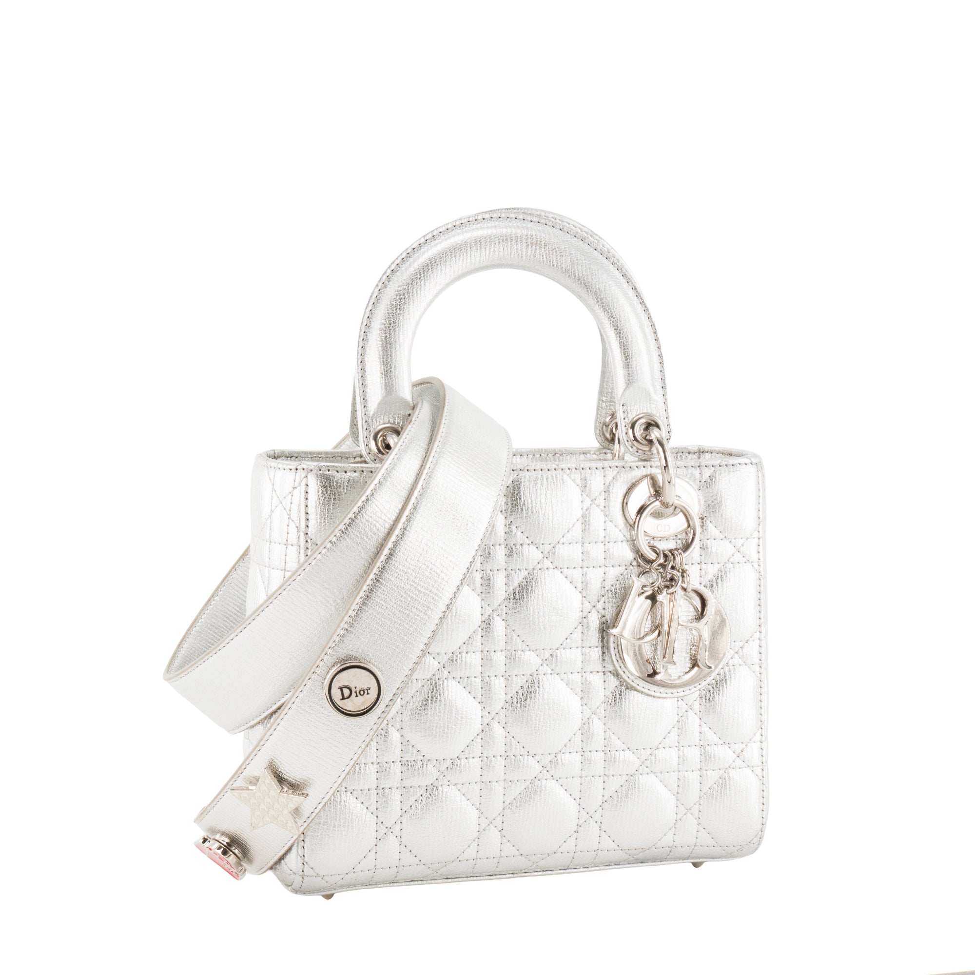 DIOR - Sac à bandoulière Lady Dior Small en cuir grainé métallisé édition limitée