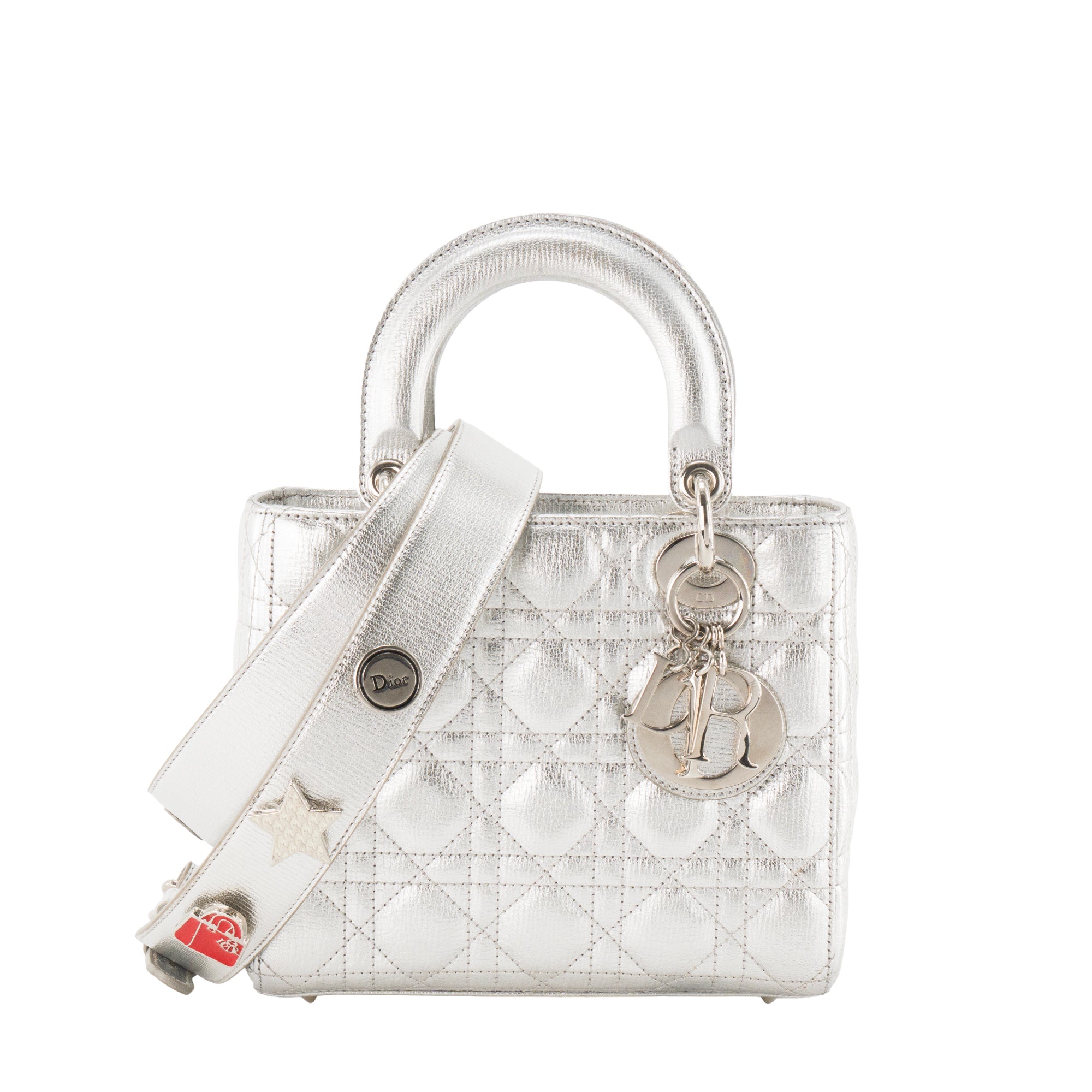 DIOR - Sac à bandoulière Lady Dior Small en cuir grainé métallisé édition limitée