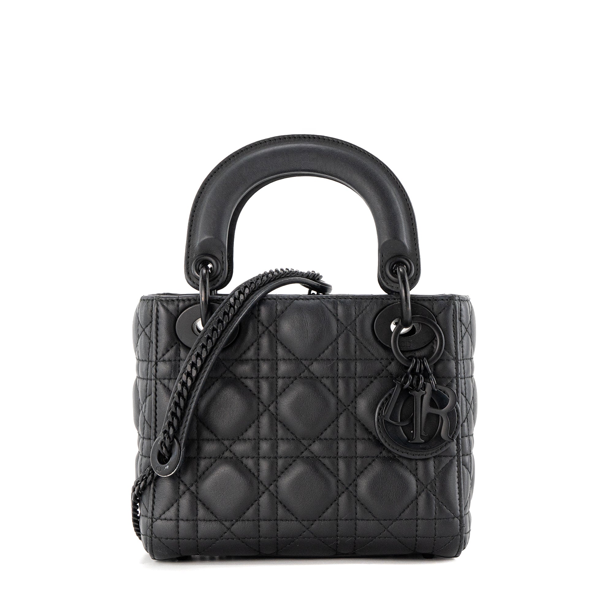 DIOR - Sac à bandoulière Lady Dior So Black Mini Dior en cuir cannage noir