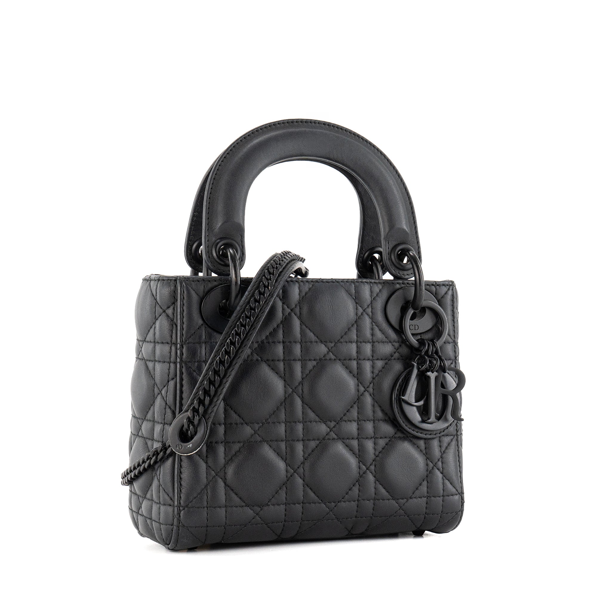 DIOR - Sac à bandoulière Lady Dior So Black Mini Dior en cuir cannage noir