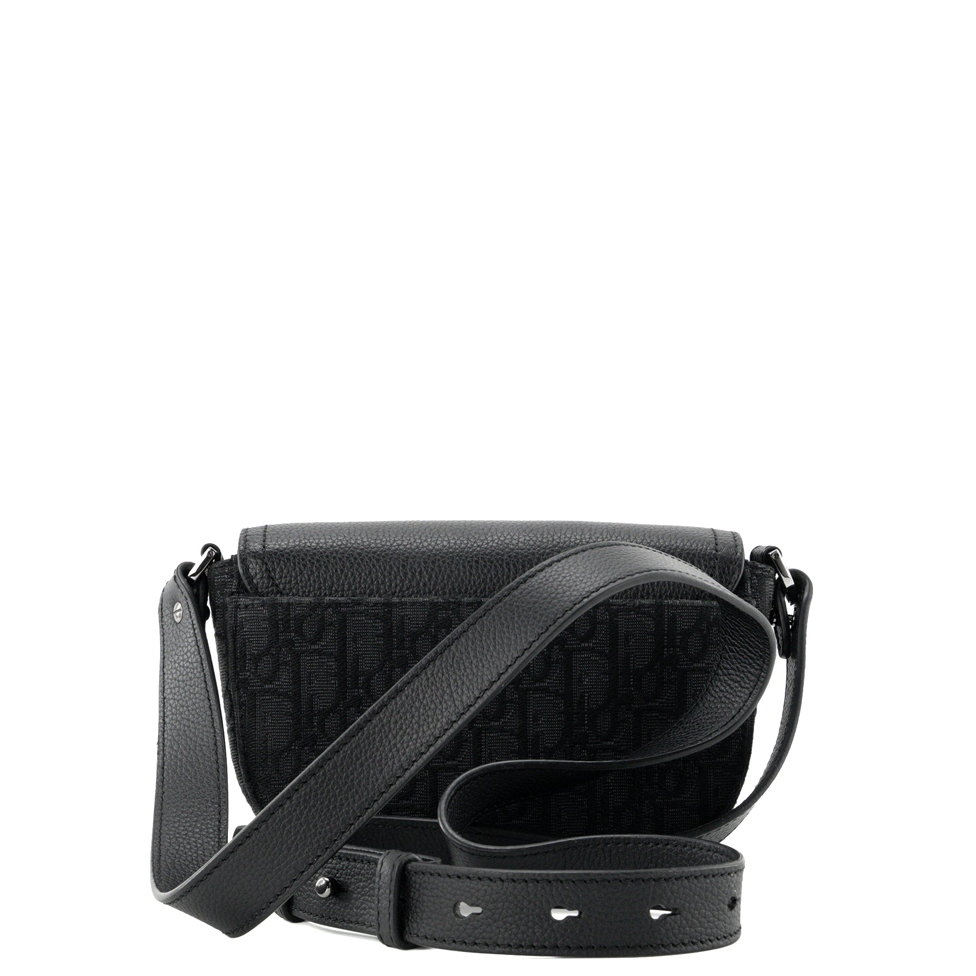 DIOR - Sac à bandoulière Messenger Saddle Dior en toile jacquard Dior Oblique et cuir grainé noir