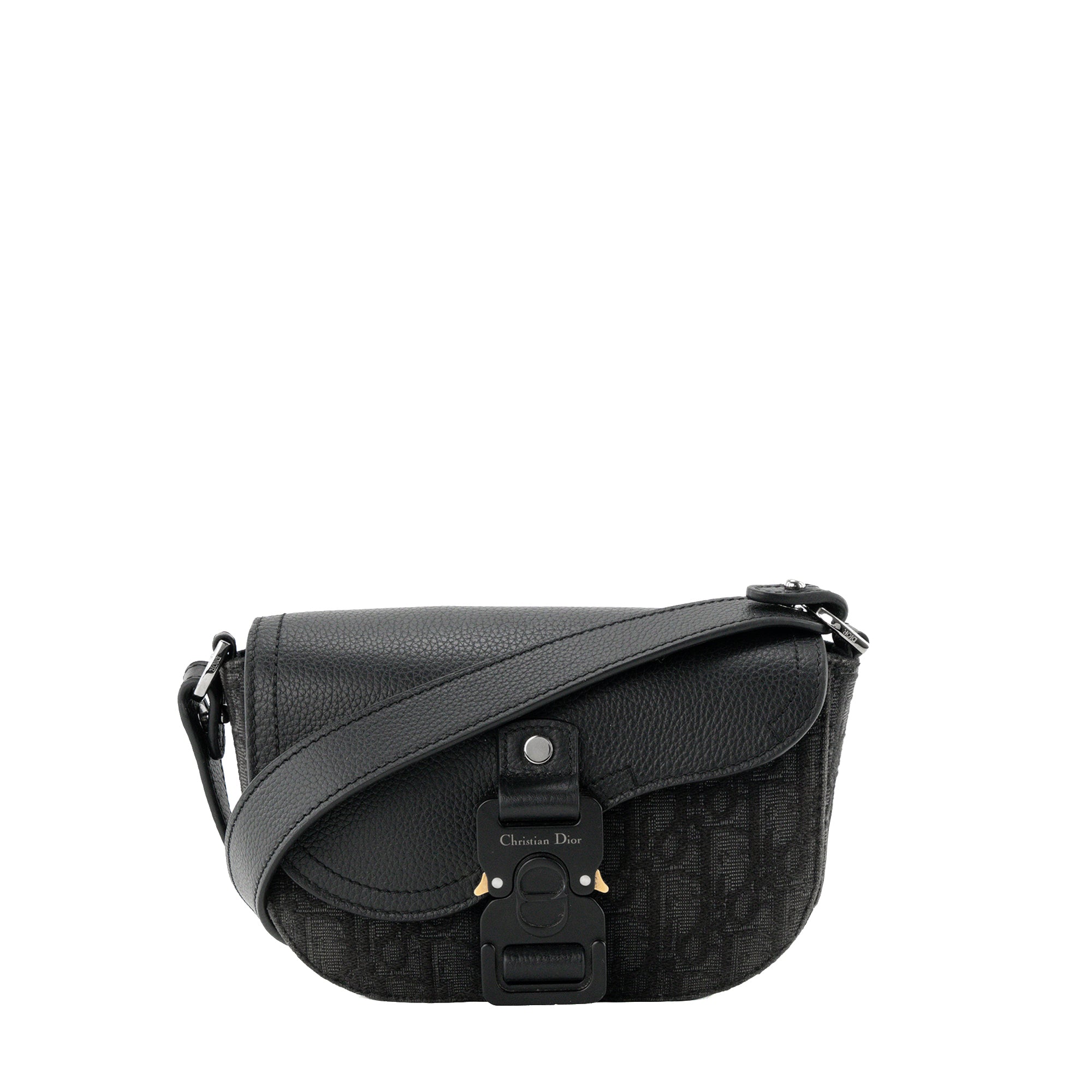 DIOR - Sac à bandoulière Messenger Saddle Dior en toile jacquard Dior Oblique et cuir grainé noir