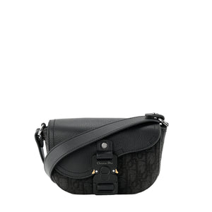 DIOR - Sac à bandoulière Messenger Saddle Dior en toile jacquard Dior Oblique et cuir grainé noir